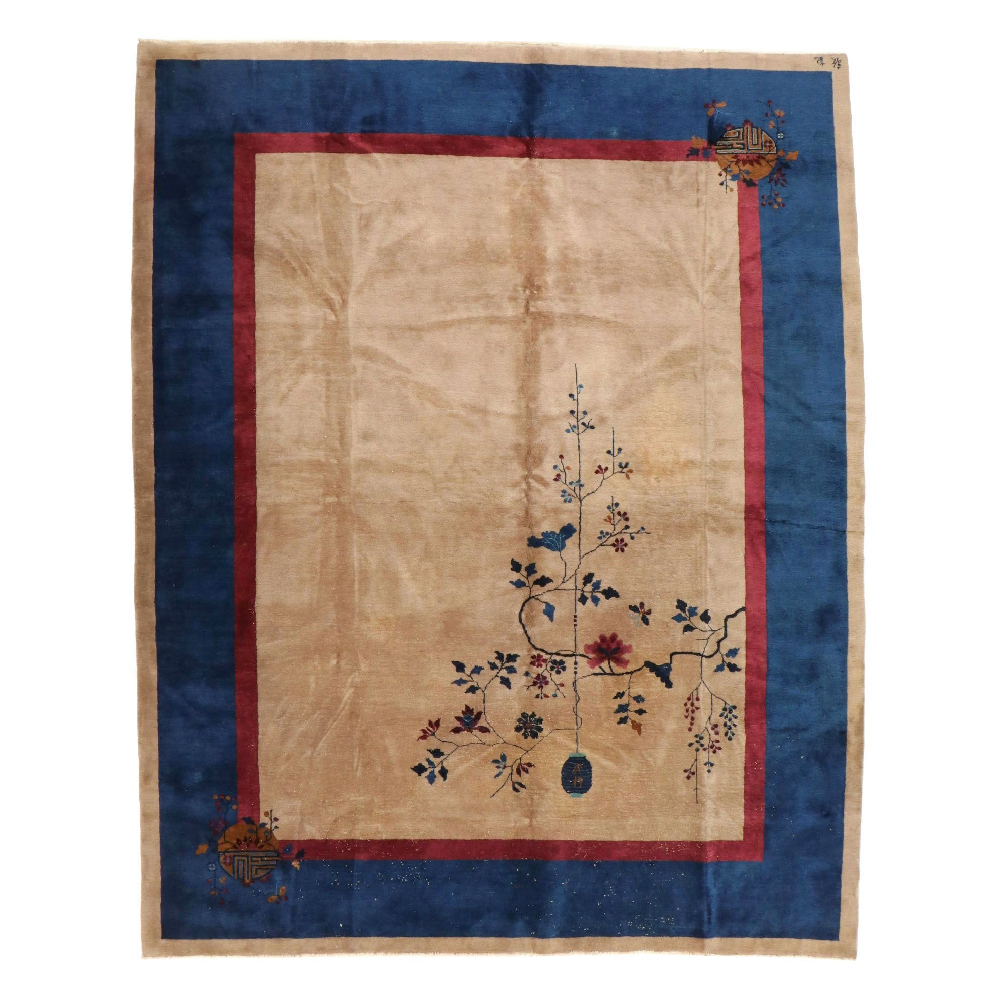 10'1 x 12'9 Hand-Knotted Chinese Nichols Art Deco Style Room Sized Rug