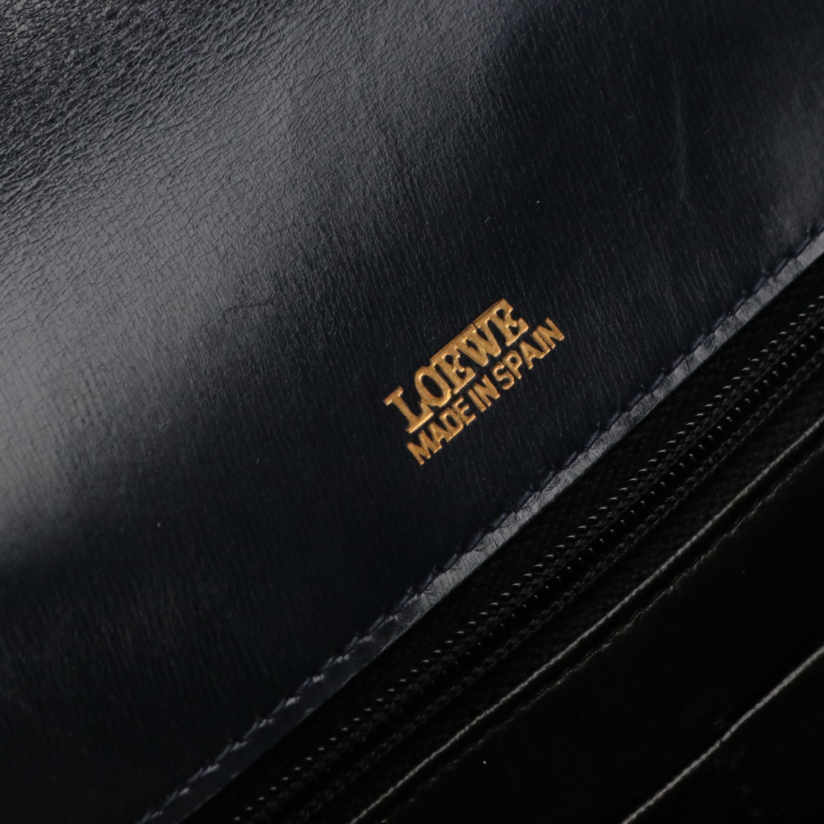 Loewe Messenger Bag in Navy Glazed Leather with Contrast Stitching
