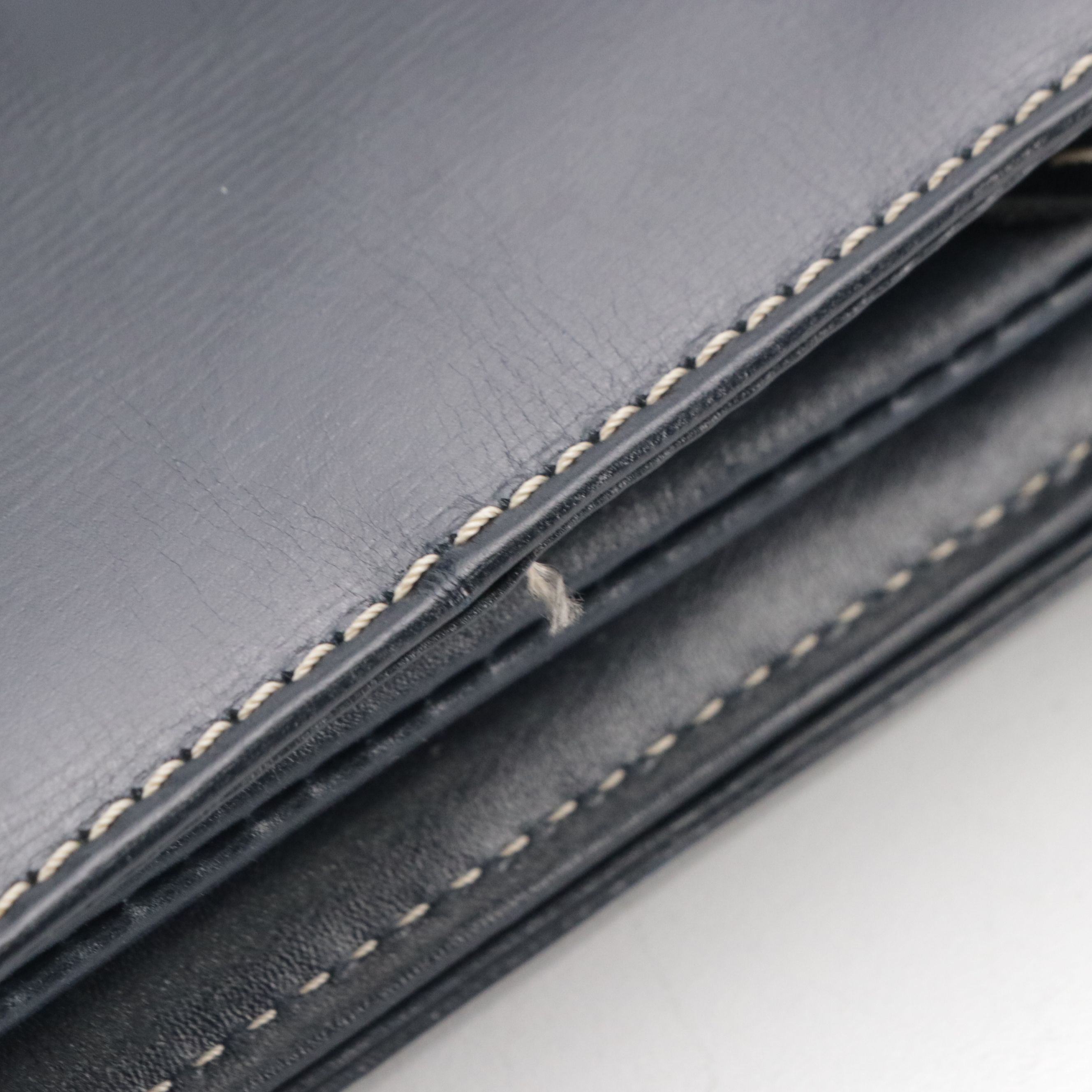 Loewe Messenger Bag in Navy Glazed Leather with Contrast Stitching