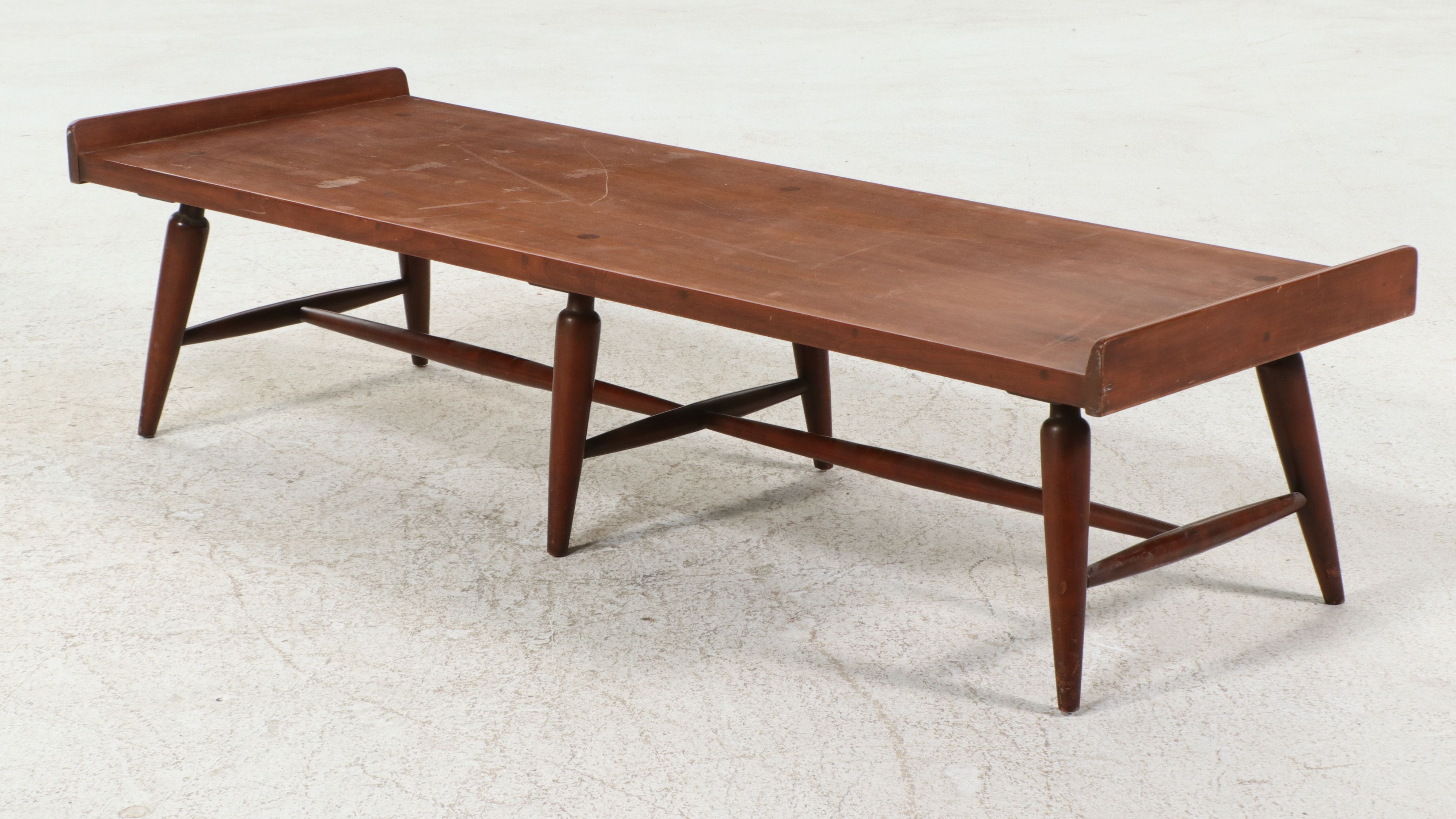 Mid Century Modern Solid Walnut "Surfboard" Coffee Table, Mid-20th Century