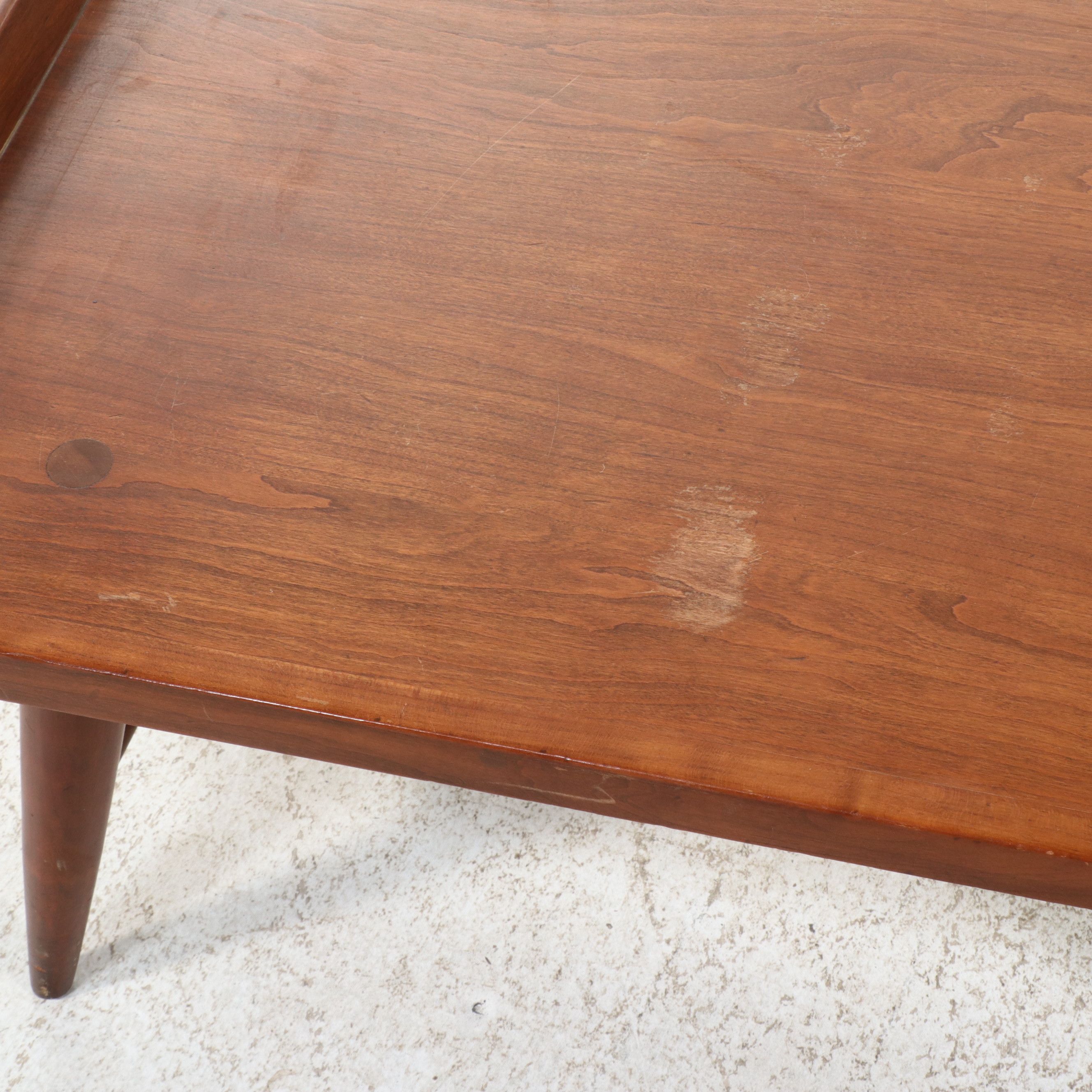 Mid Century Modern Solid Walnut "Surfboard" Coffee Table, Mid-20th Century