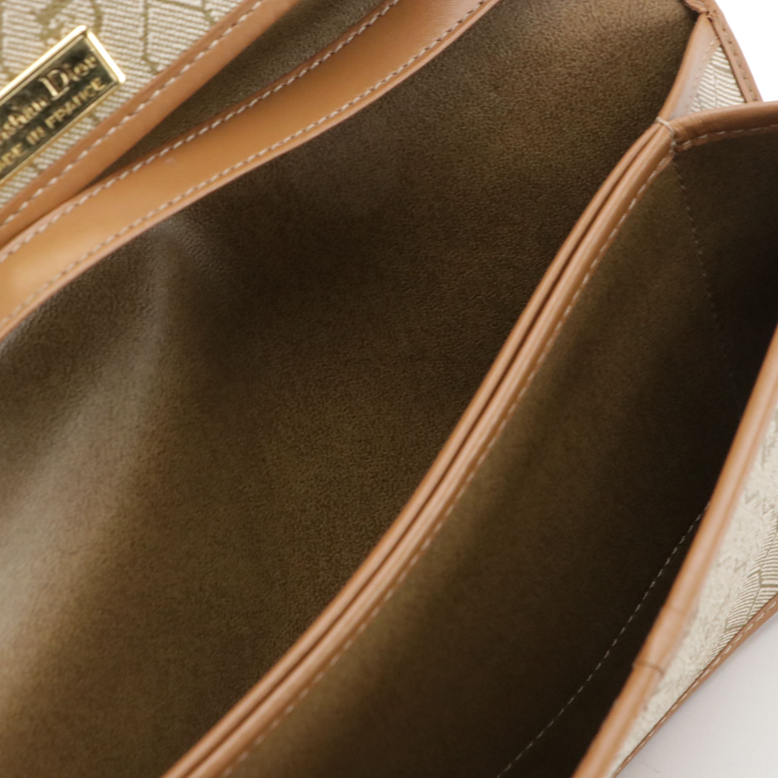 Christian Dior Full Flap Chain Link Shoulder Bag in Honeycomb Canvas & Leather