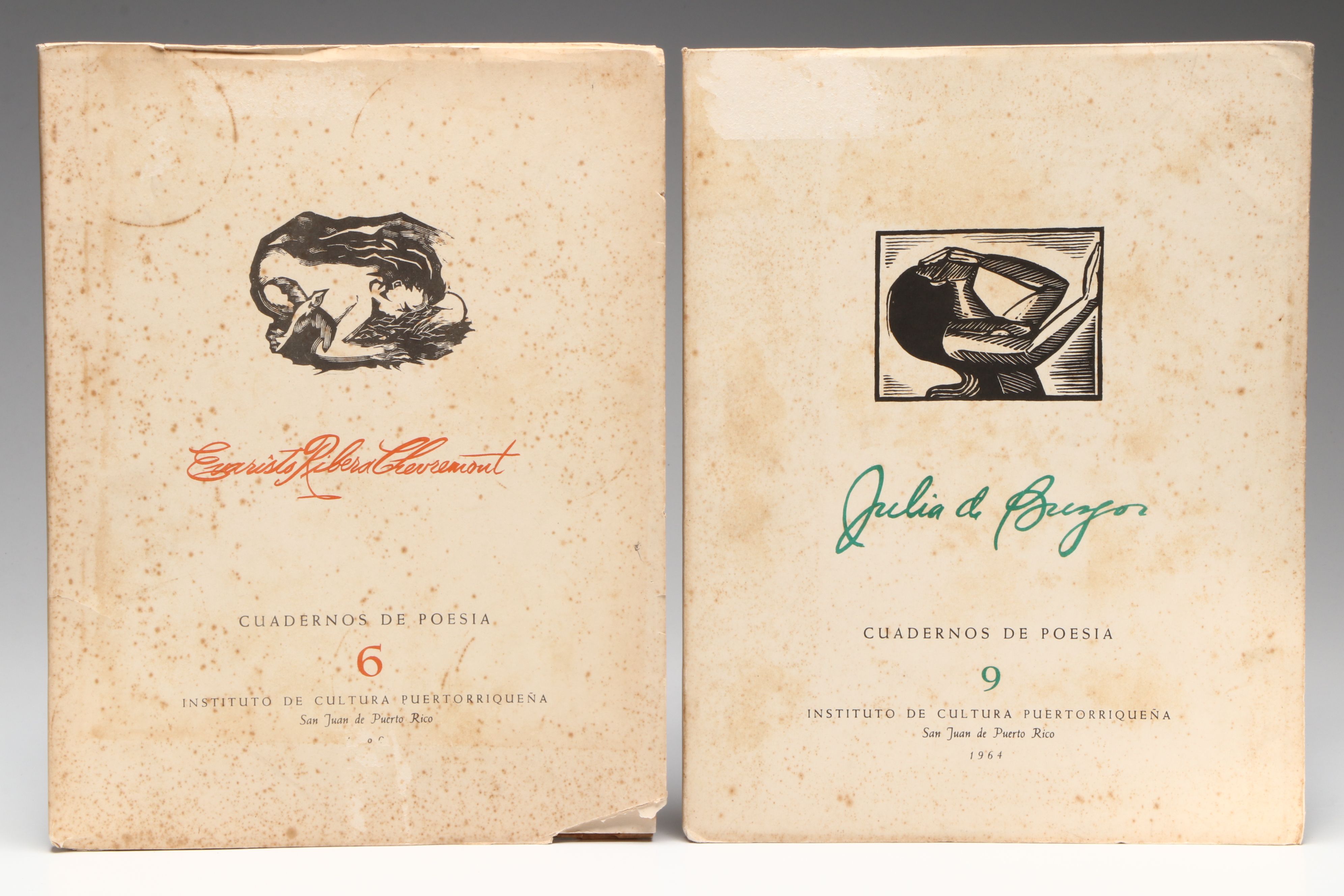 Illustrated "Evaristo Ribera Chevremont" and "Julia de Burgos" Poetry Books