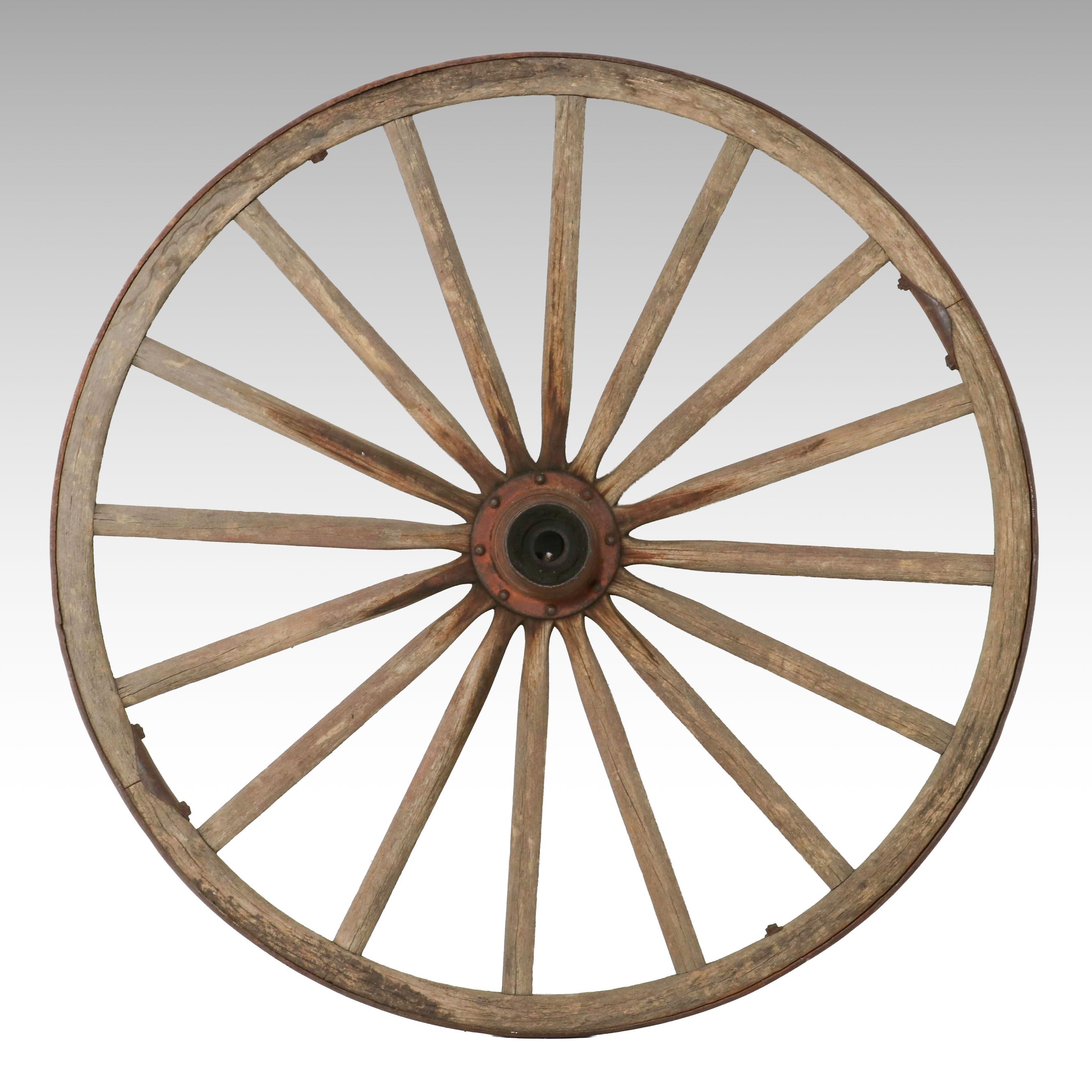 Primitive Wooden Wagon Wheel