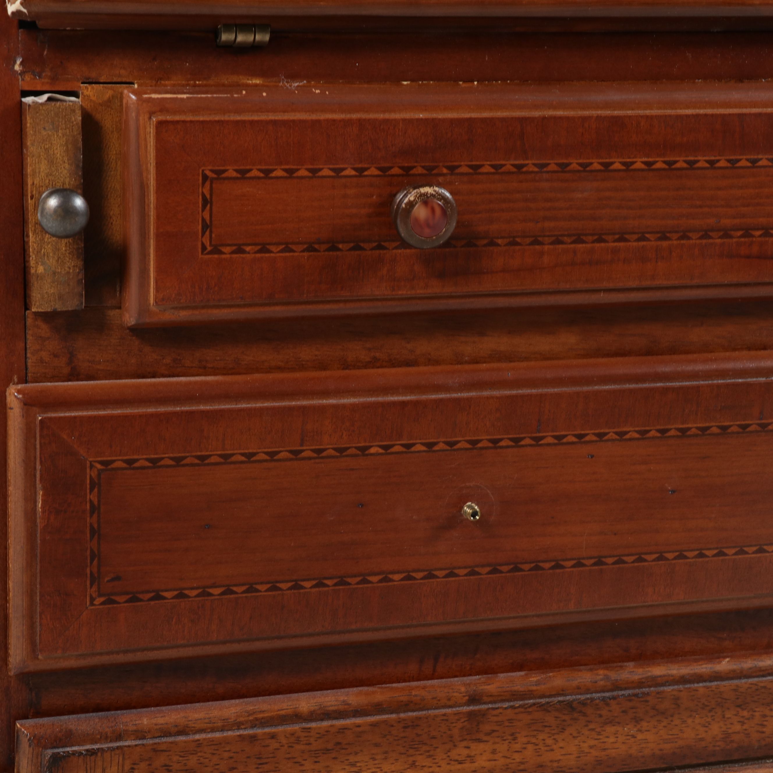 Georgian Style Cherry Secretary Desk and Bookcase, Late 20th Century