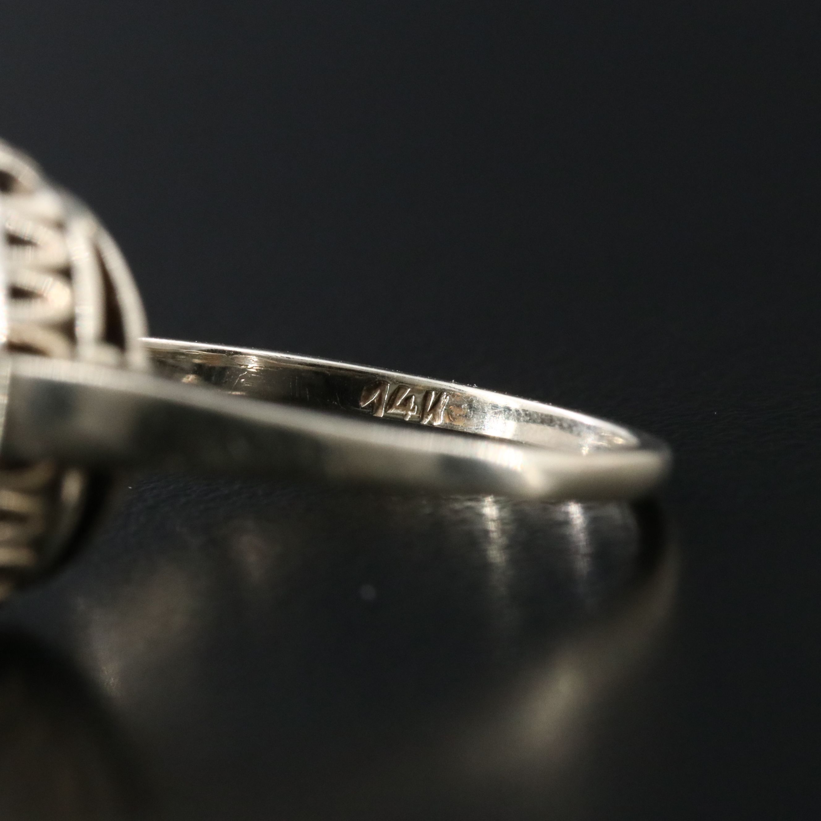 14K Opal and Diamond Halo Ring