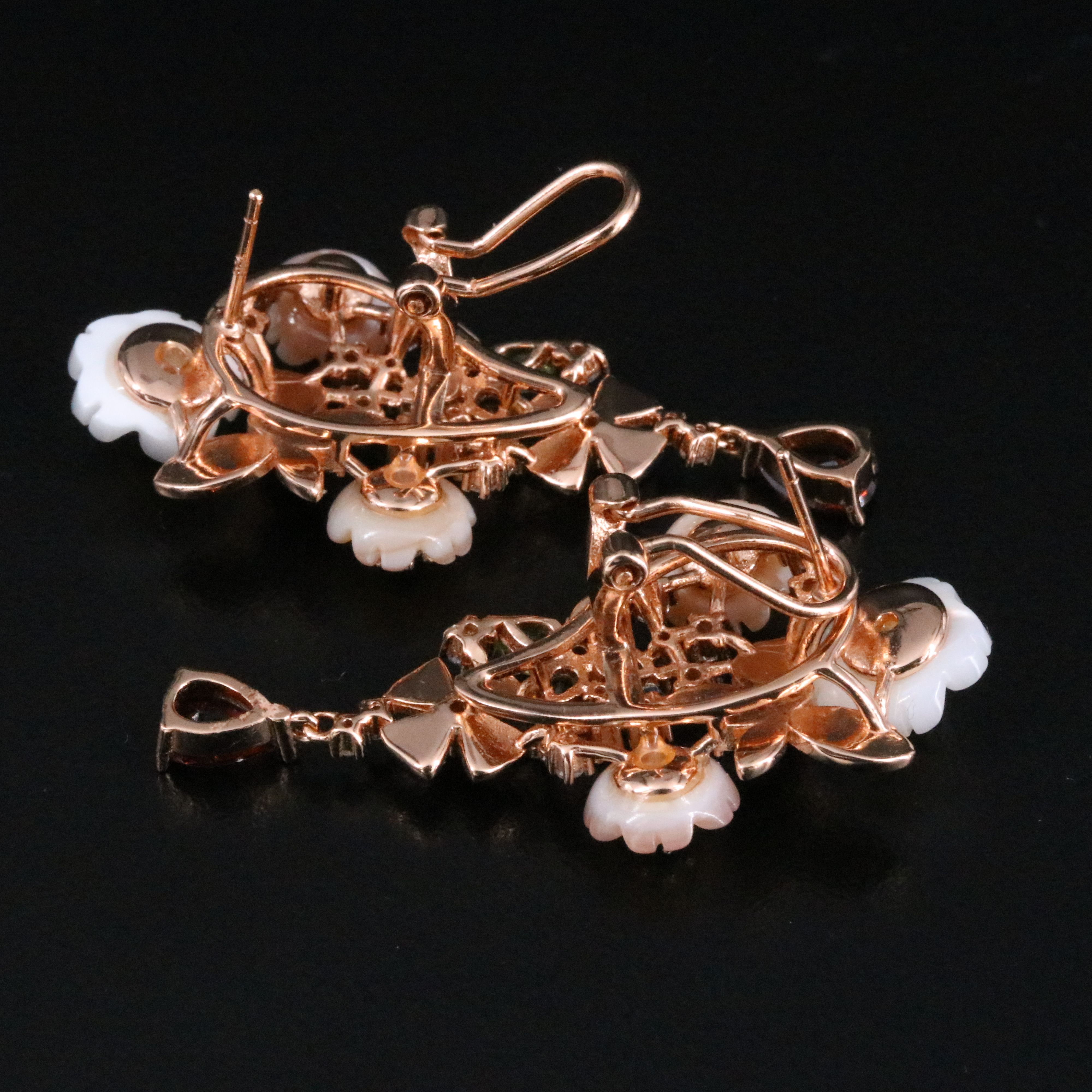 Sterling Floral Cluster Drop Earrings Featuring Citrine, Amethyst and CZ