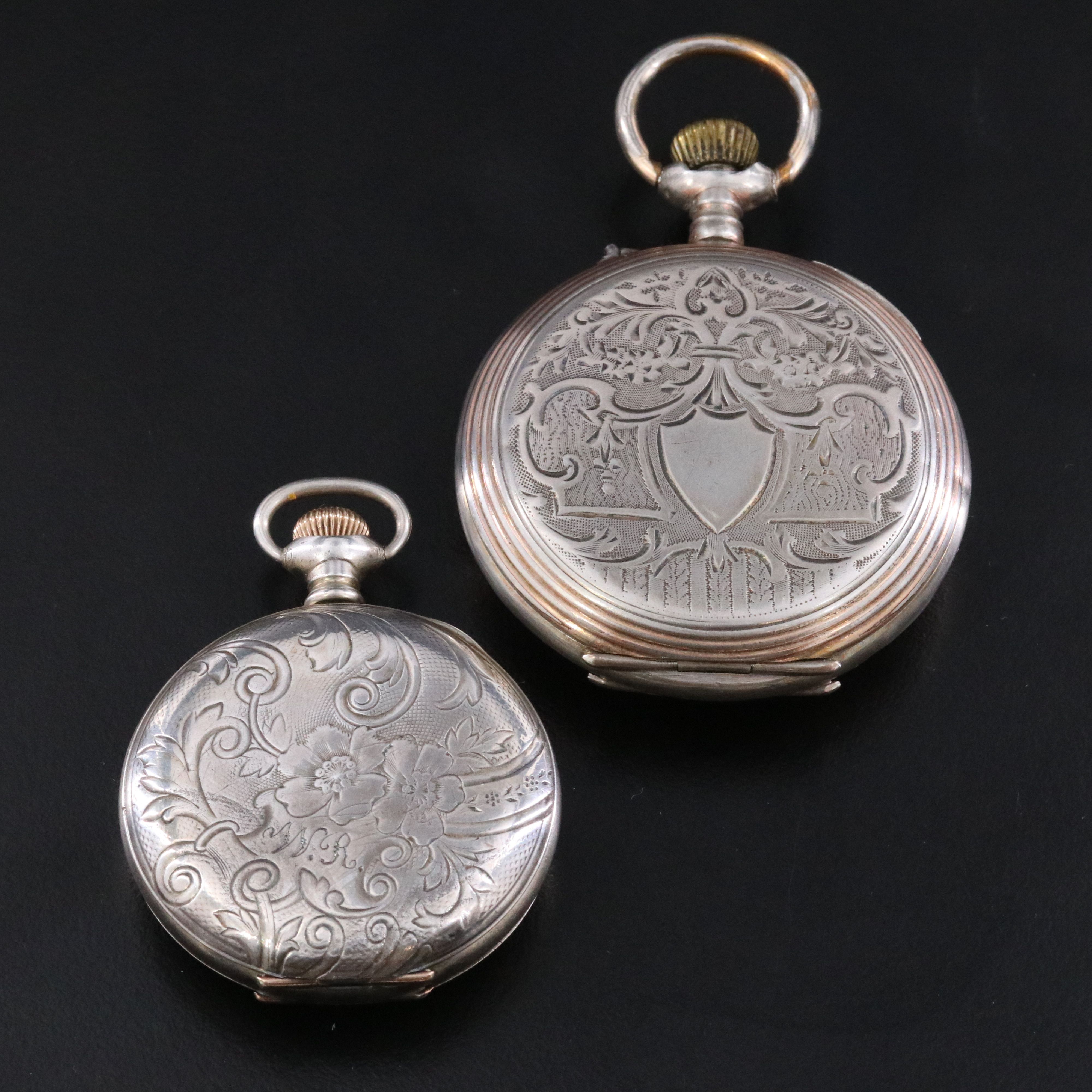 Hampden and Unmarked Sterling Silver Pocket Watches