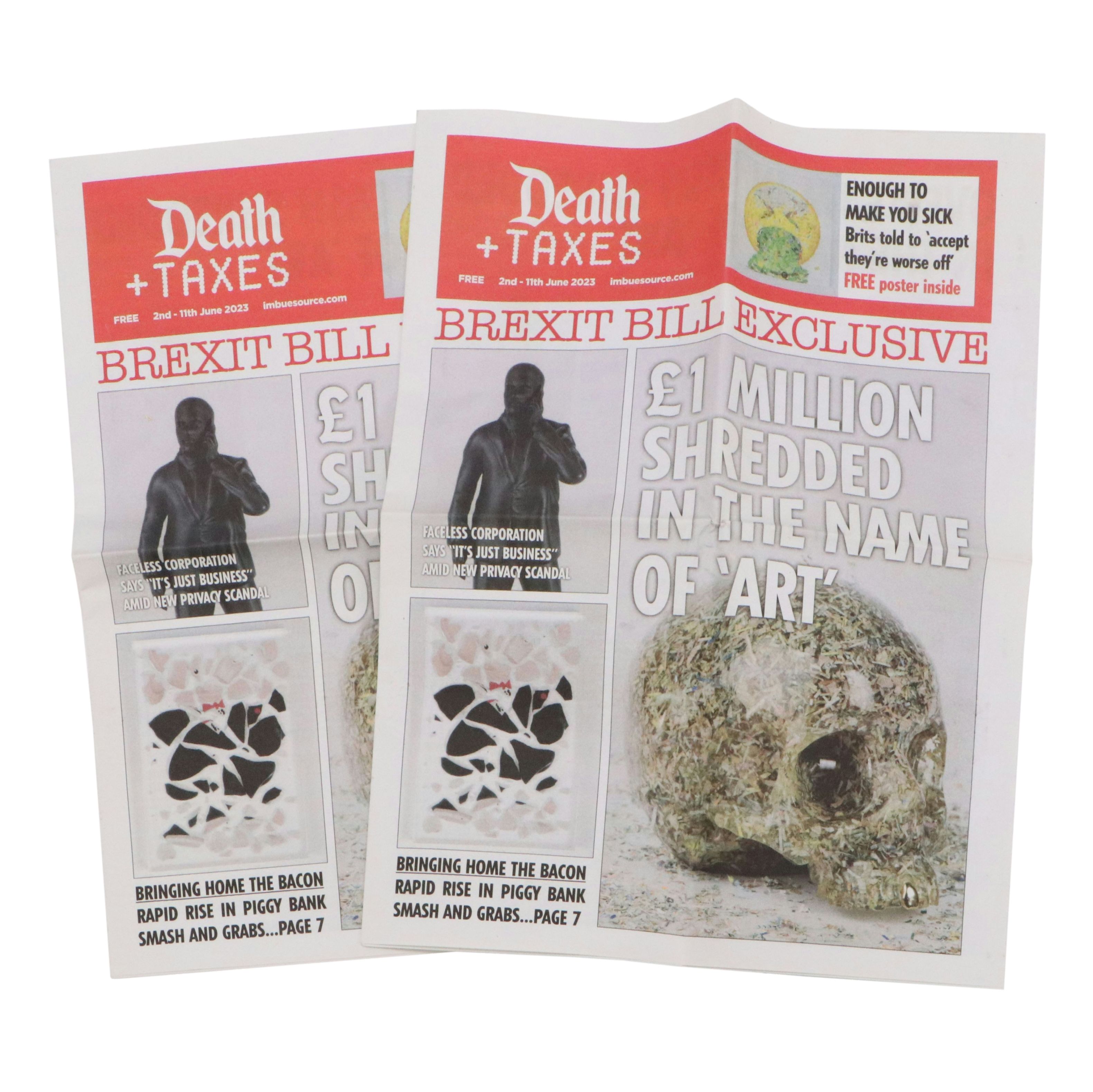 Offset Lithograph Faux Newsprint Promoting "Death and Taxes," 2022