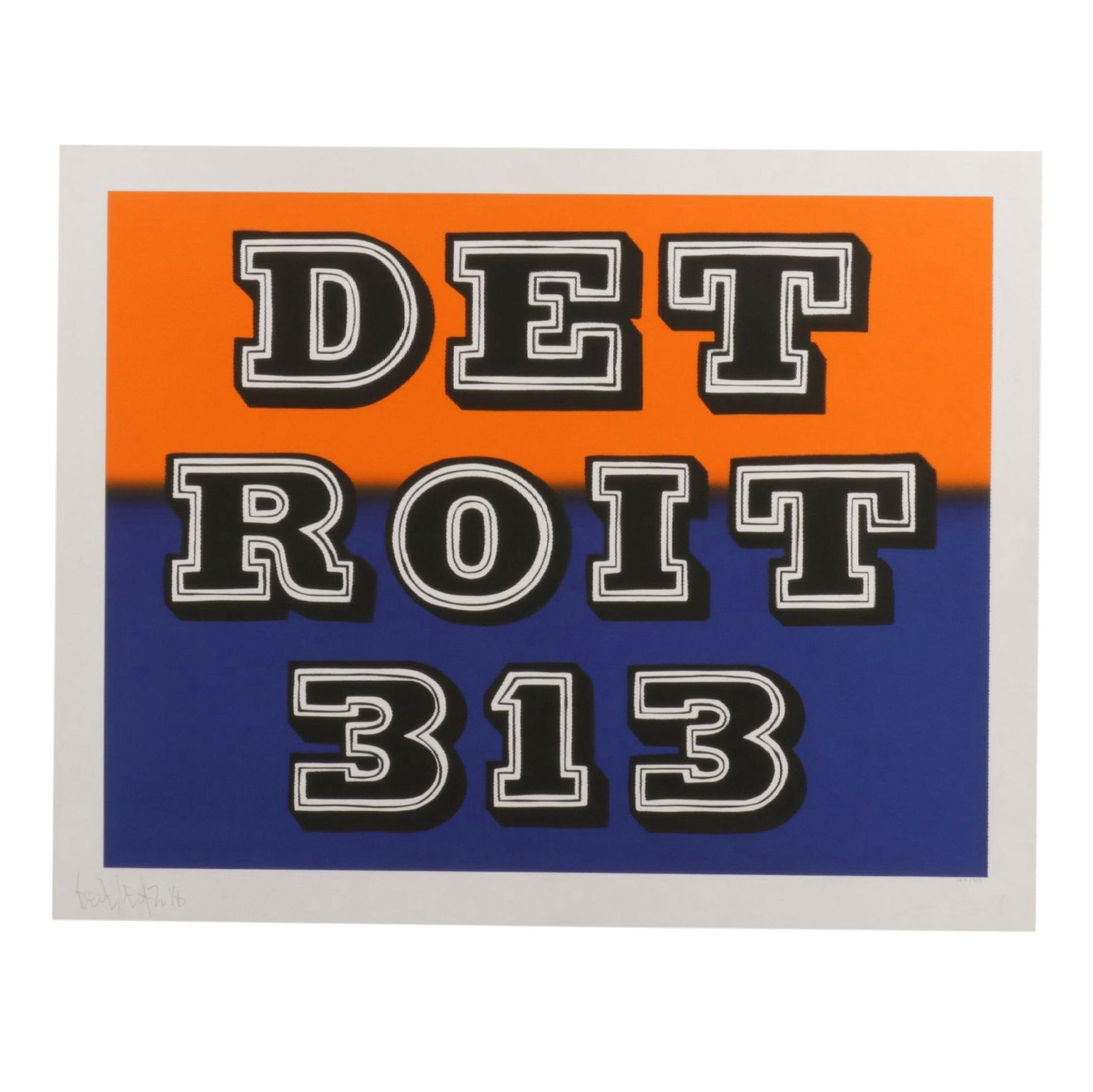 Ben Eine "Detroit 313" Screenprint on Paper, 2018