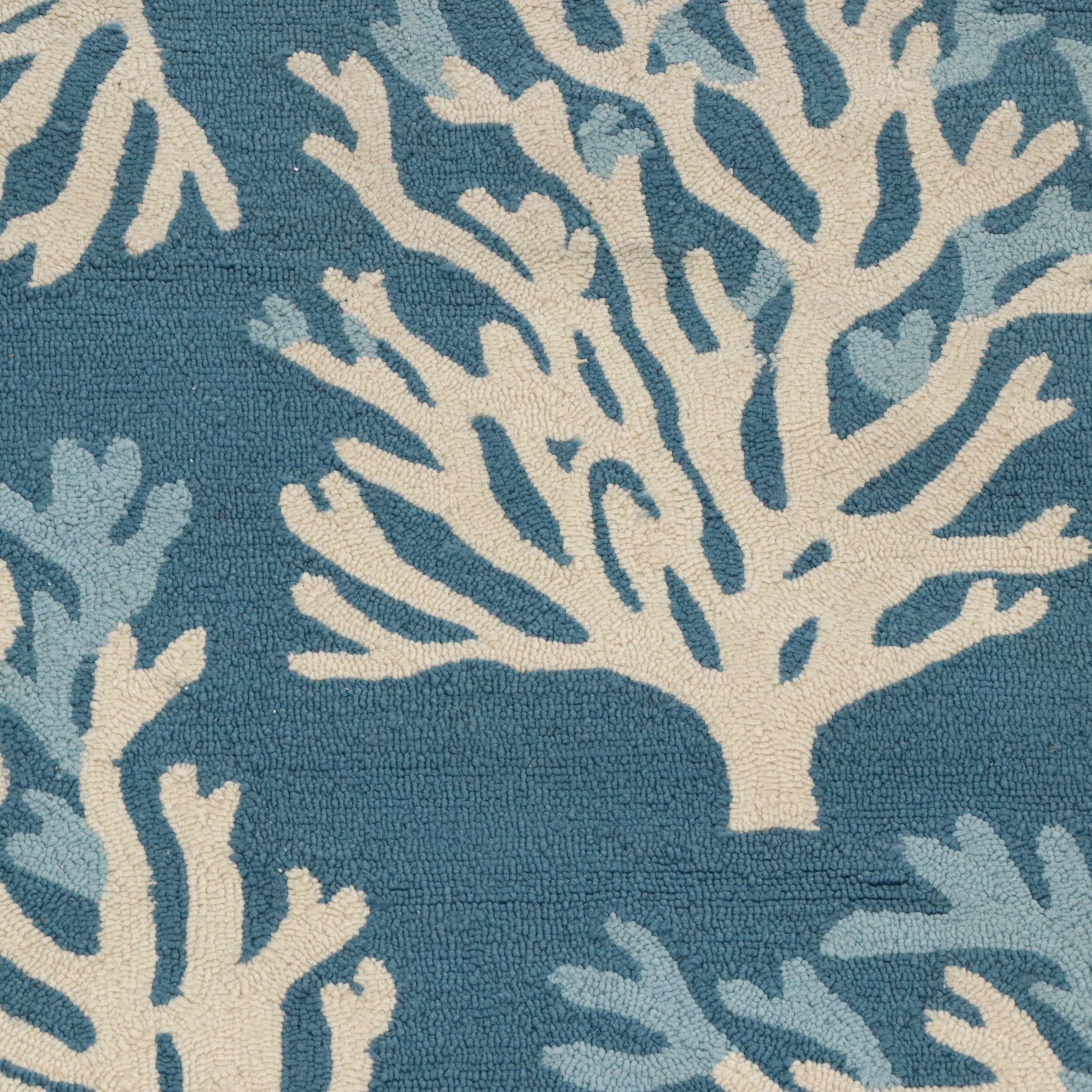 4'11 x 7'6 Machine Made Contemporary Coastal Branch Coral Area Rug