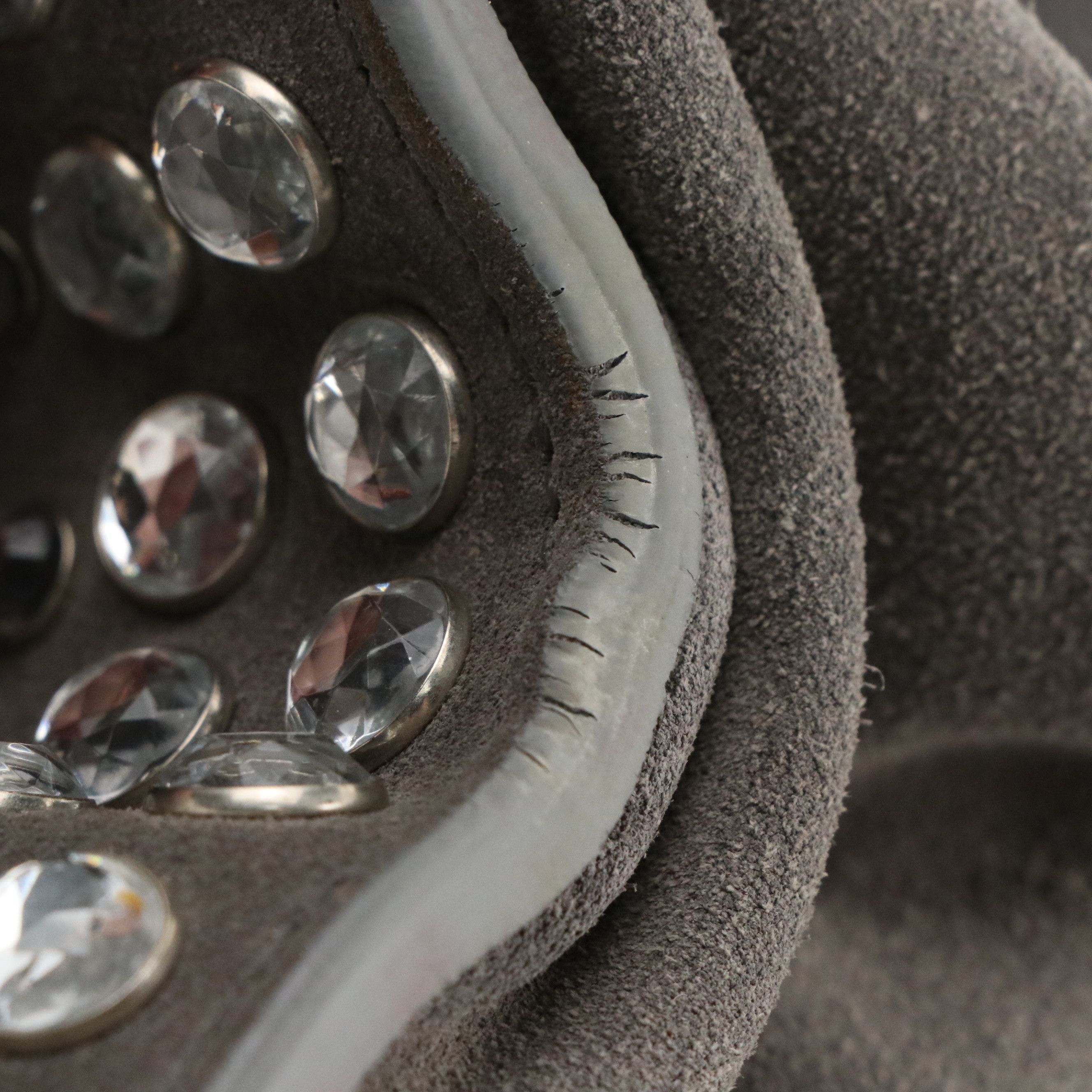 Prada Twin Pocket Top Handle Tote Bag in Embellished Grey Suede