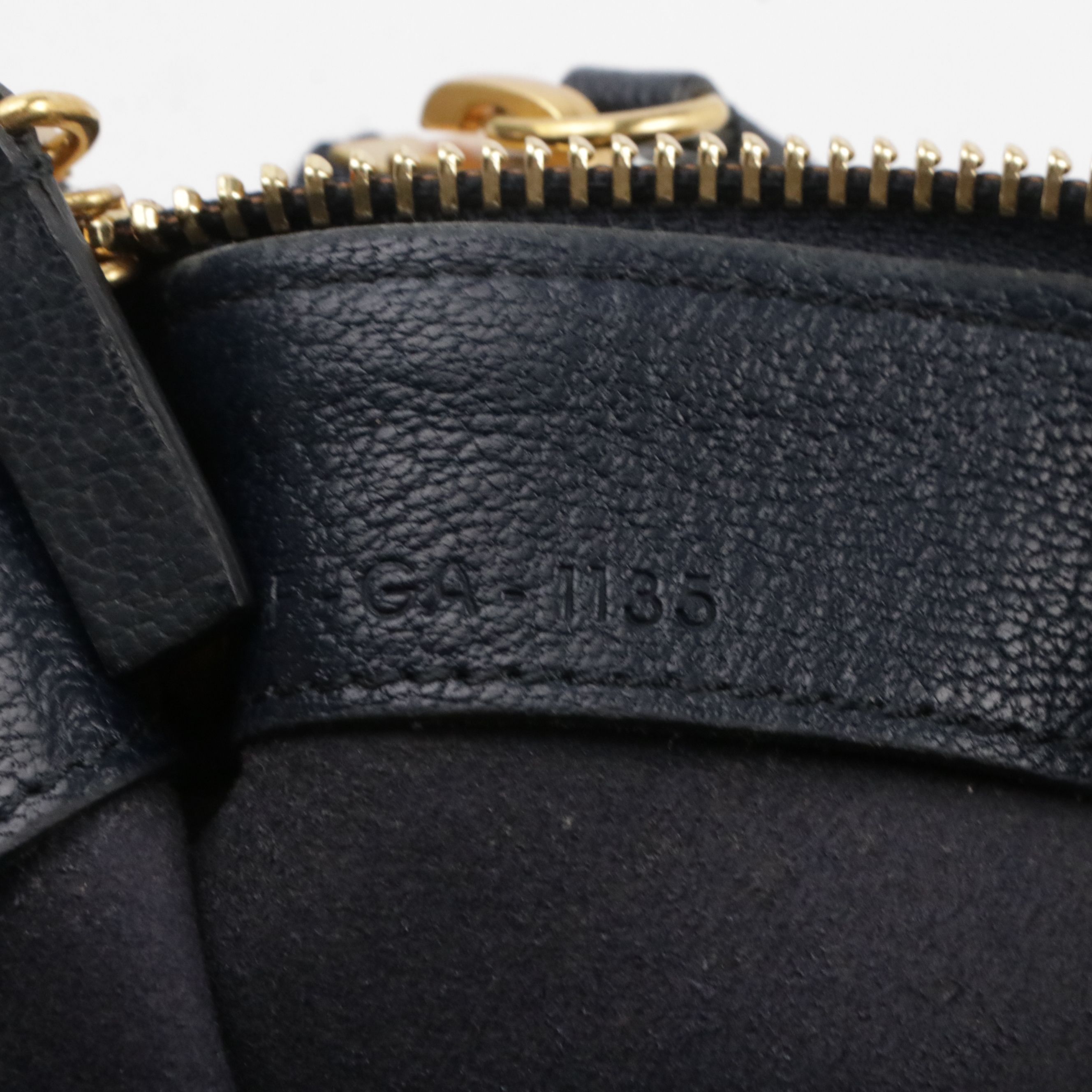 Céline Trio Zip Crossbody Bag in Navy Blue Grained Calfskin Leather