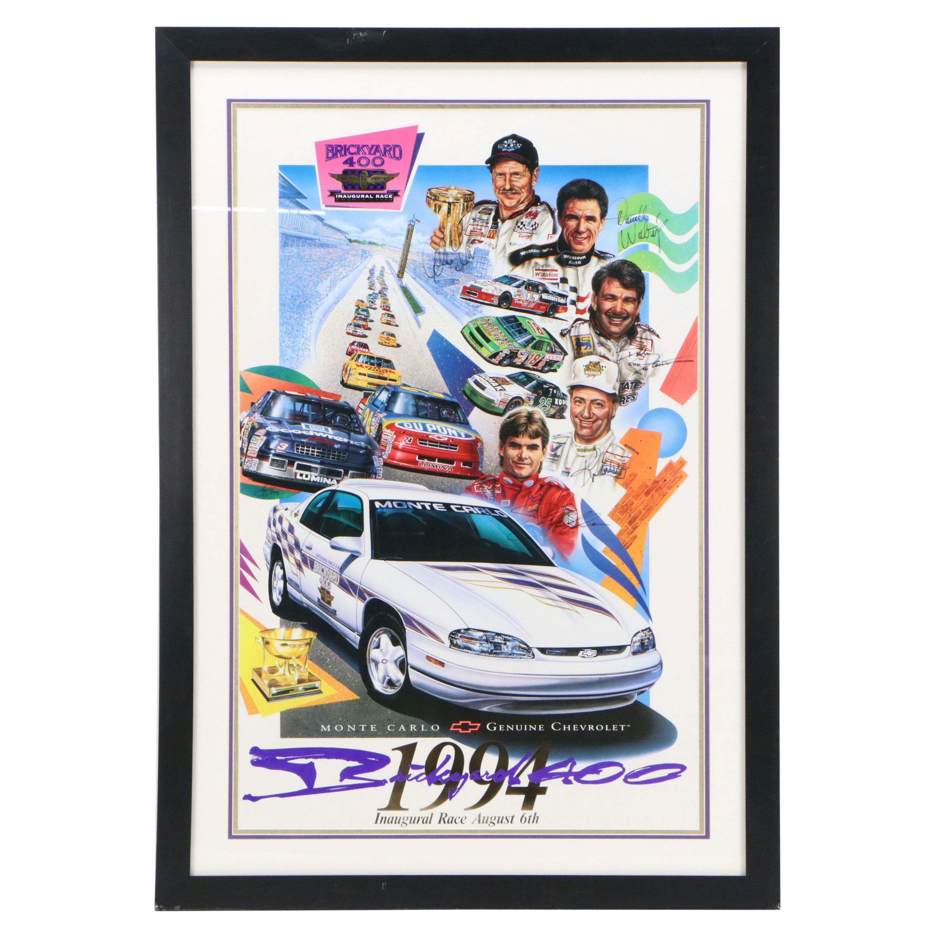 Signed Offset Lithograph Poster for "Brickyard Inaugural Race," 1994
