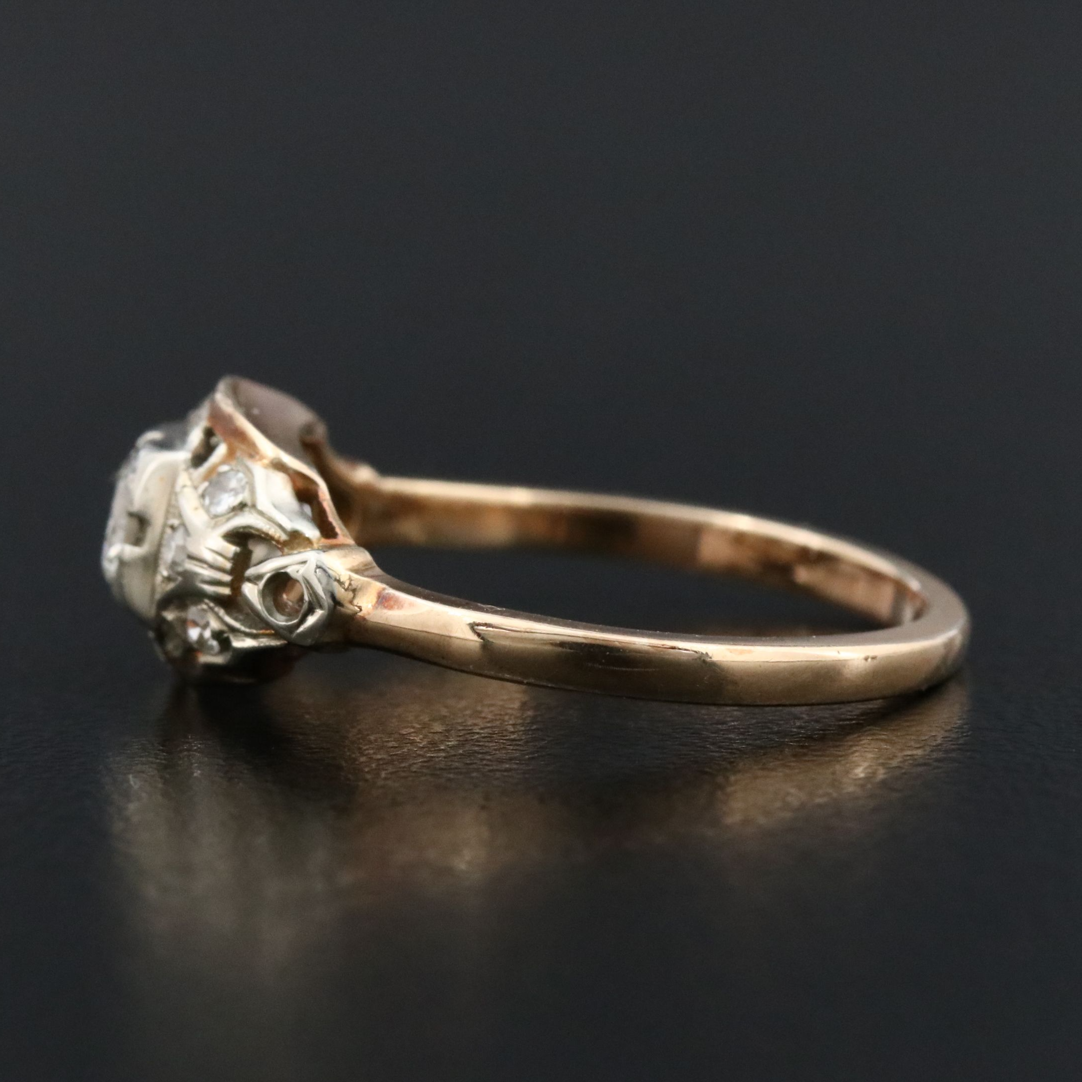 Vintage 10K 0.32 CTW Diamond Ring with 18K Detail