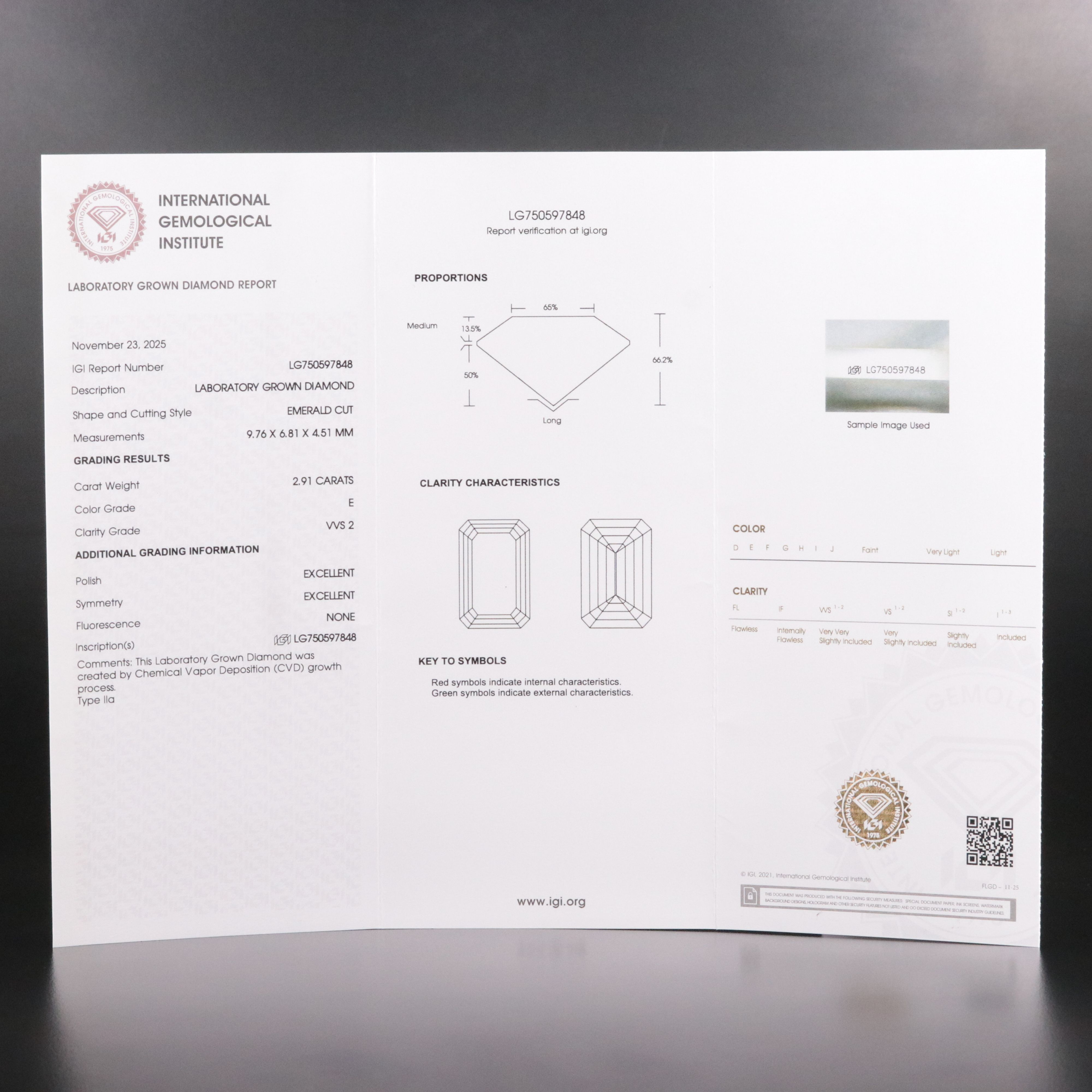 Loose 2.91 CT Lab Grown Diamond with IGI Report