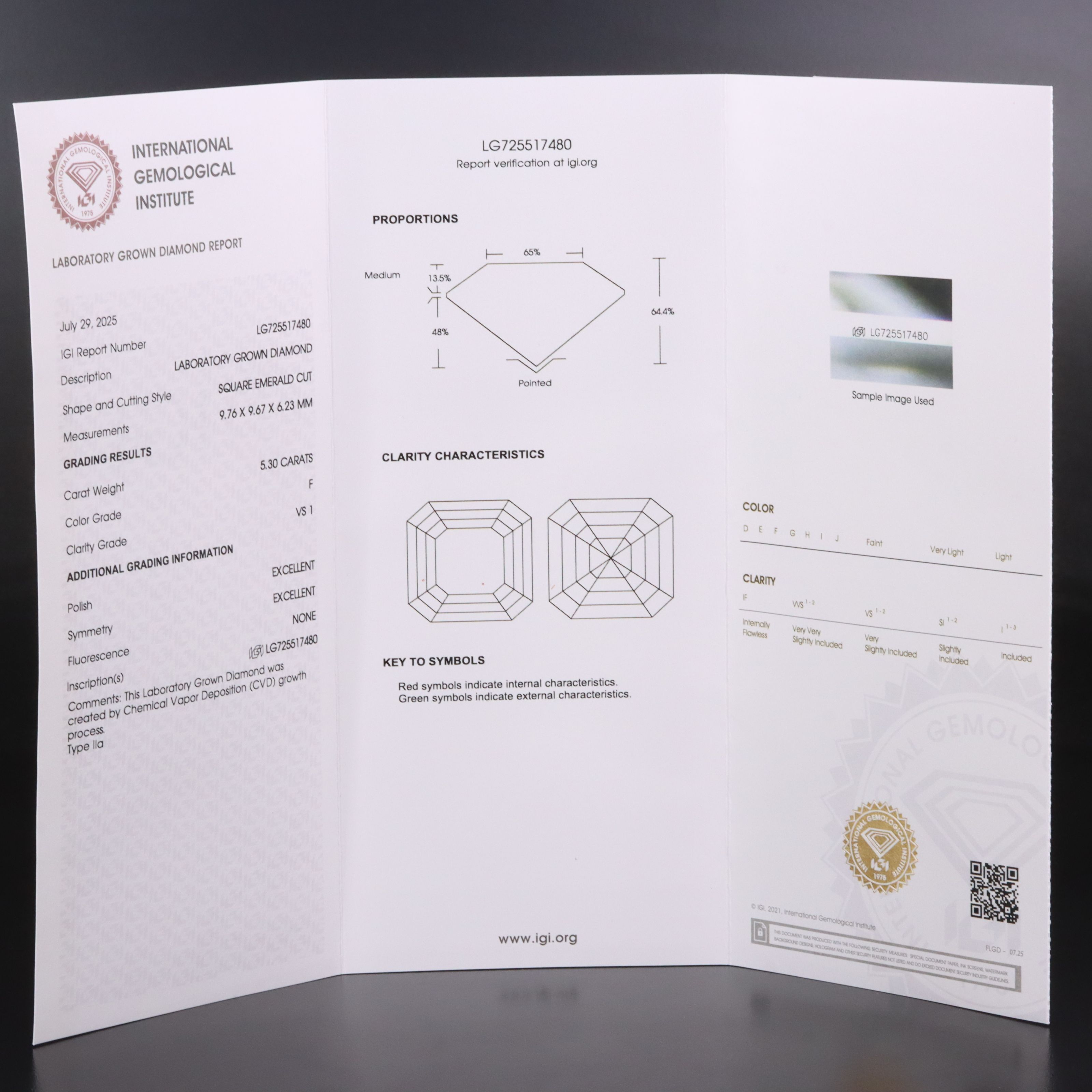 Loose 5.30 CT Lab Grown Diamond with IGI Report