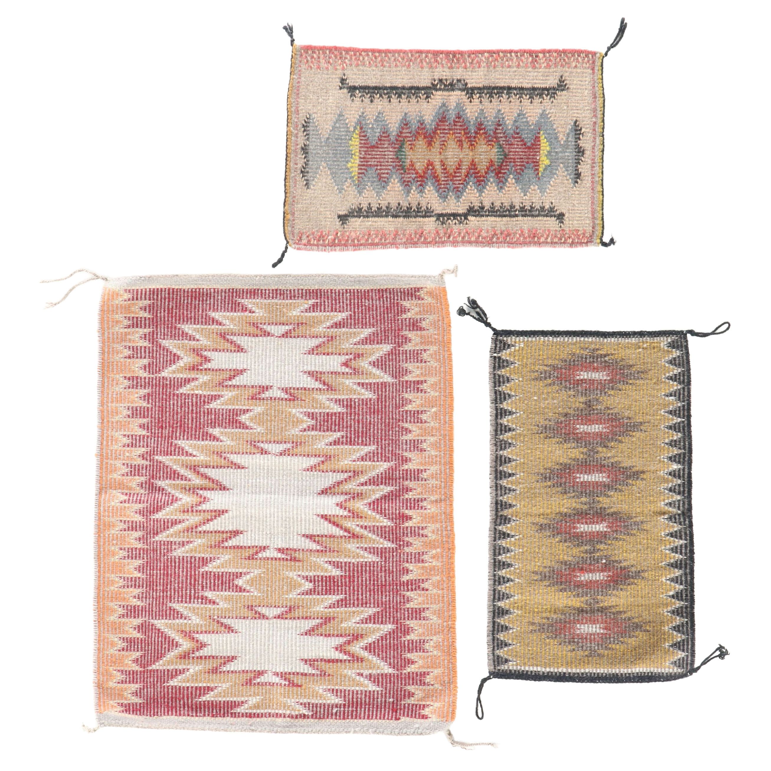 1' x 1'8 Handwoven Navajo Modern Style Floor Mat and Others