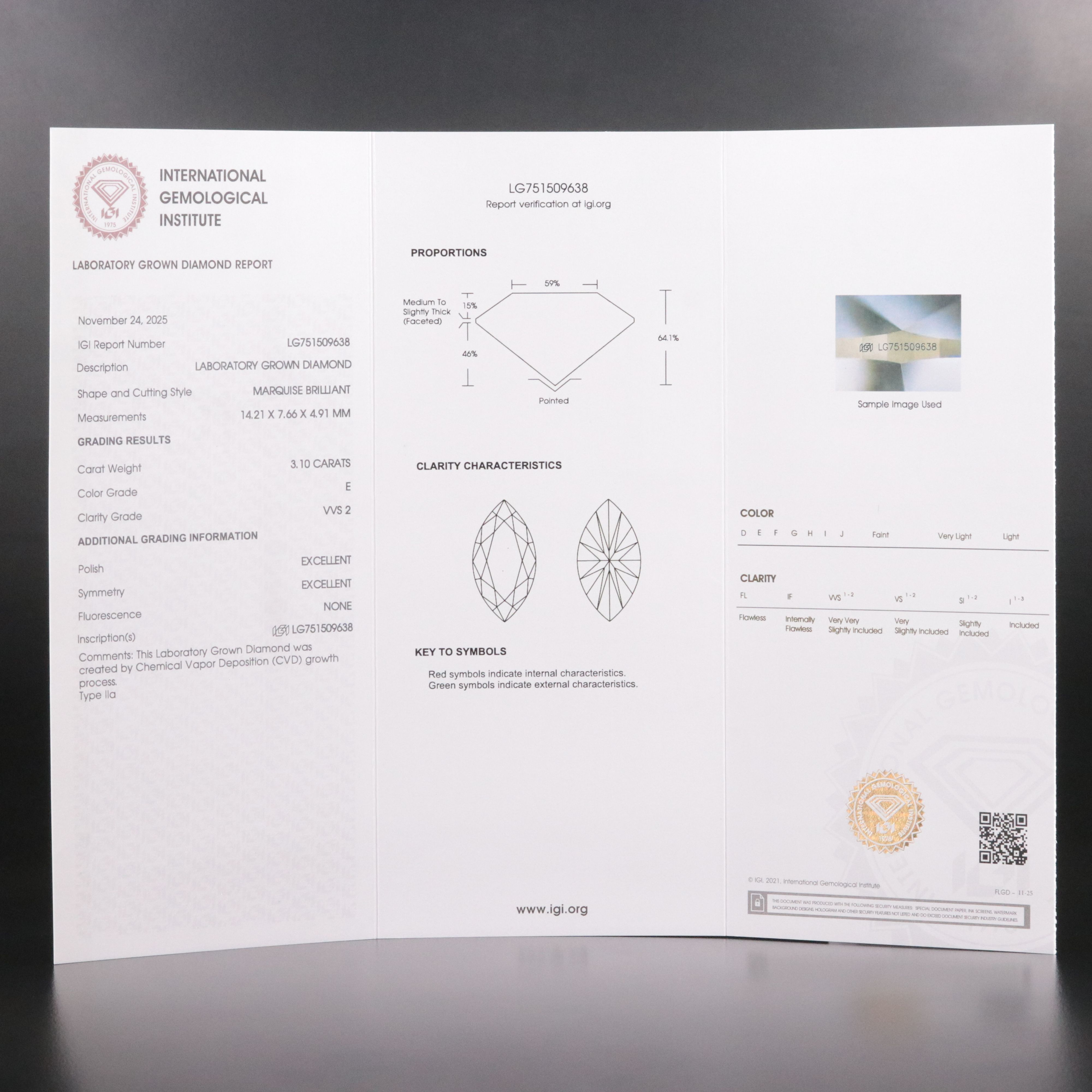 Loose 3.10 CT Lab Grown Diamond with IGI Report