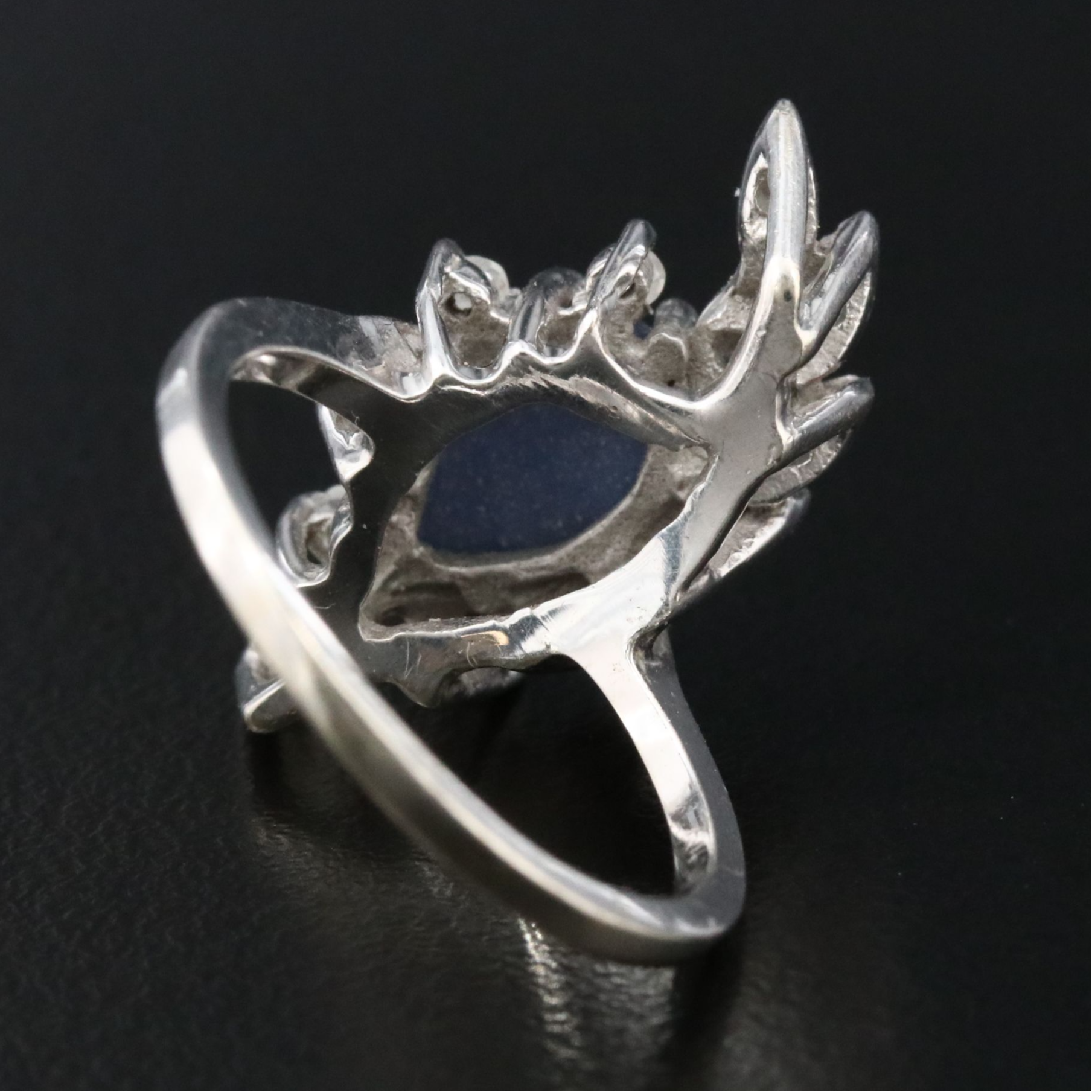 1950s 14K Star Sapphire and Diamond Swirl Ring