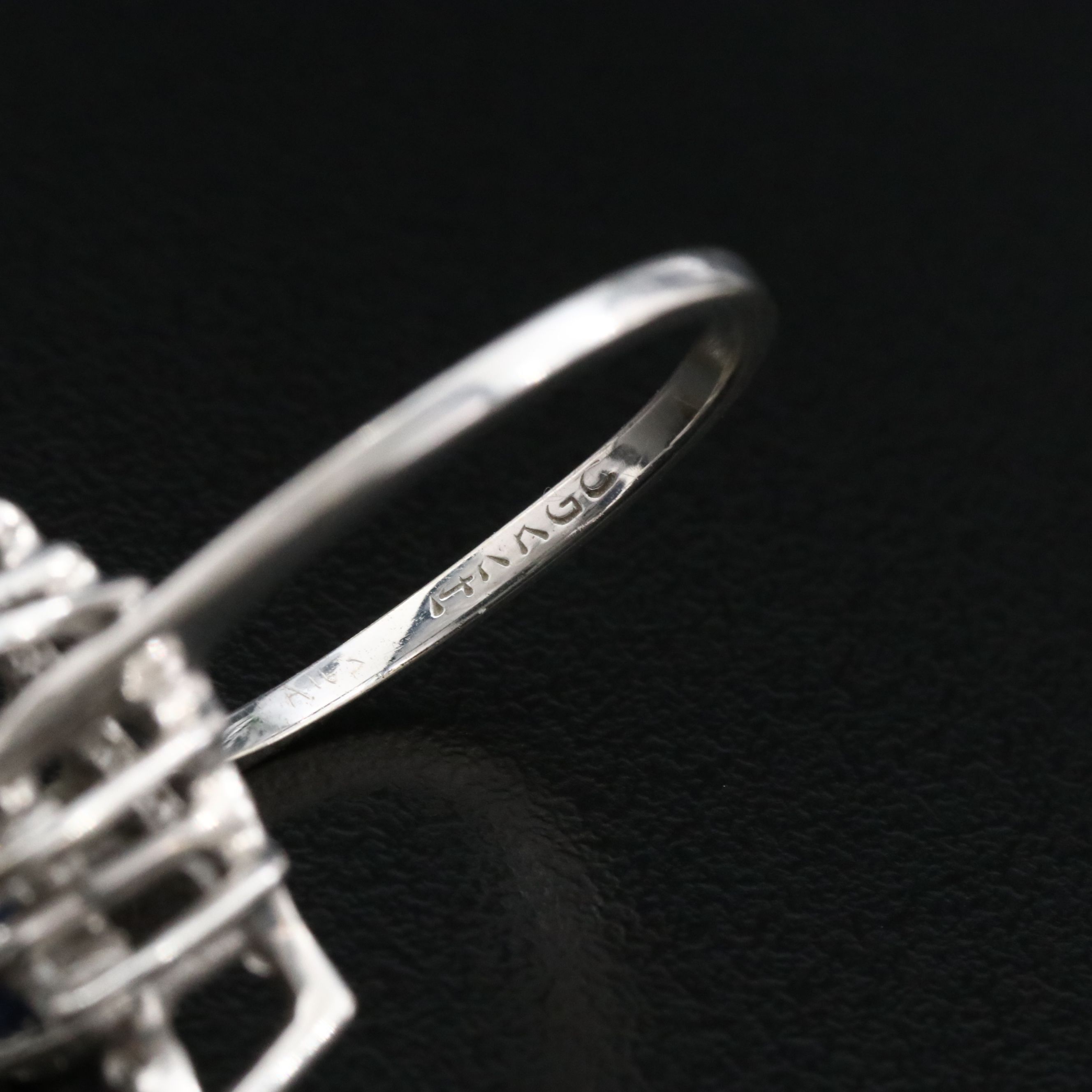 1950s 14K Star Sapphire and Diamond Swirl Ring