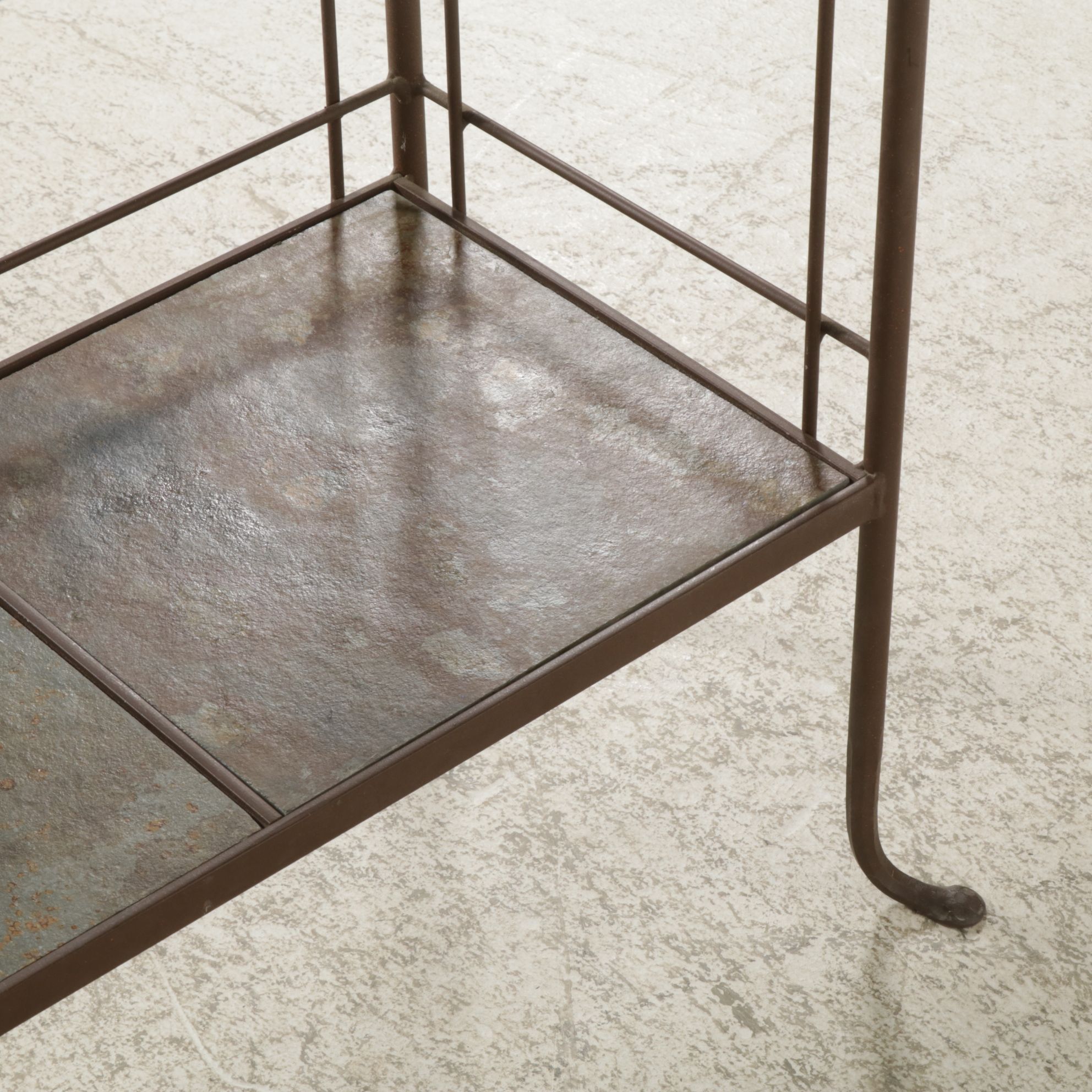 Charleston Forge Wrought Iron Display Shelf with Slate Tile Shelves