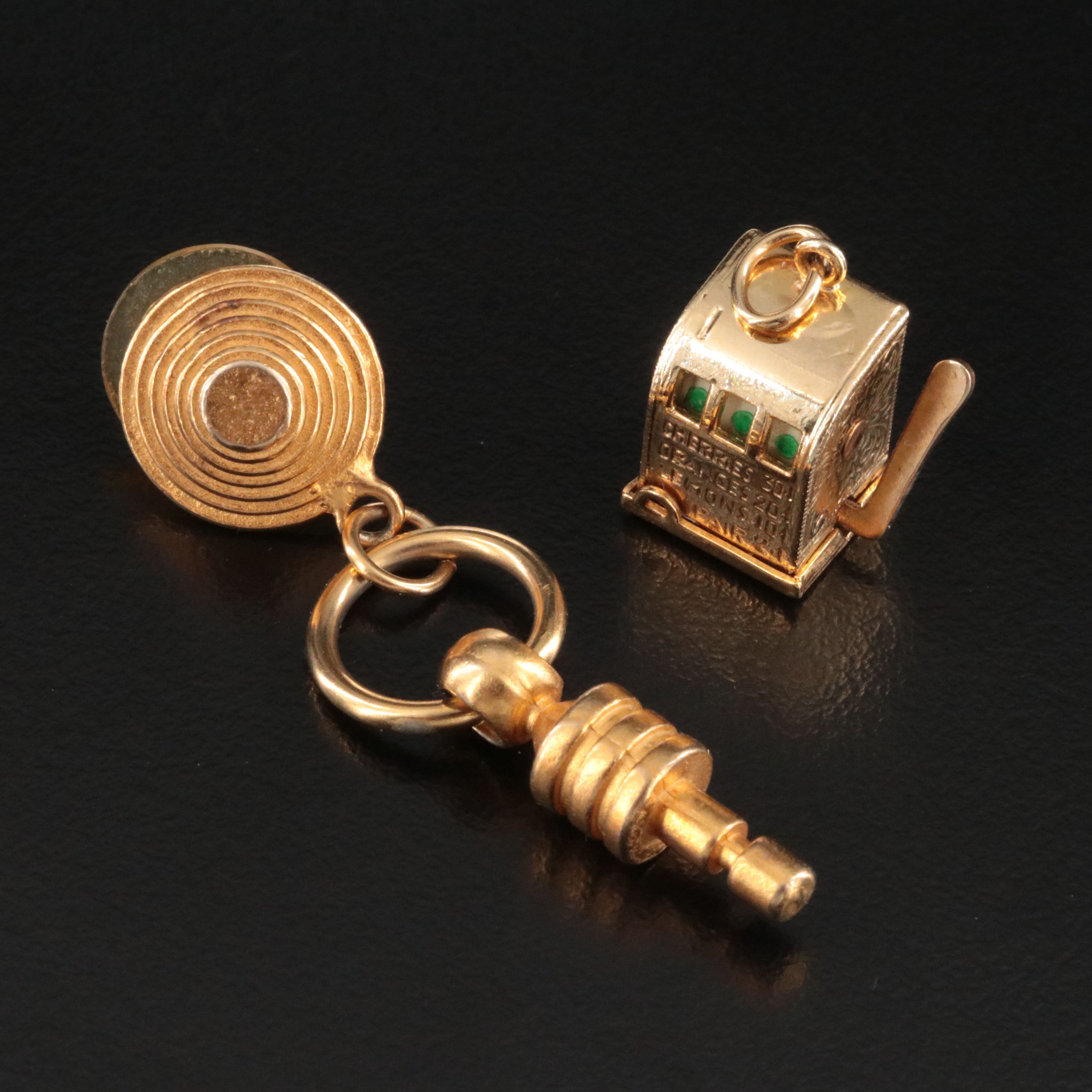 Gold-Filled Articulated Slot Machine Pendant with Single Earring