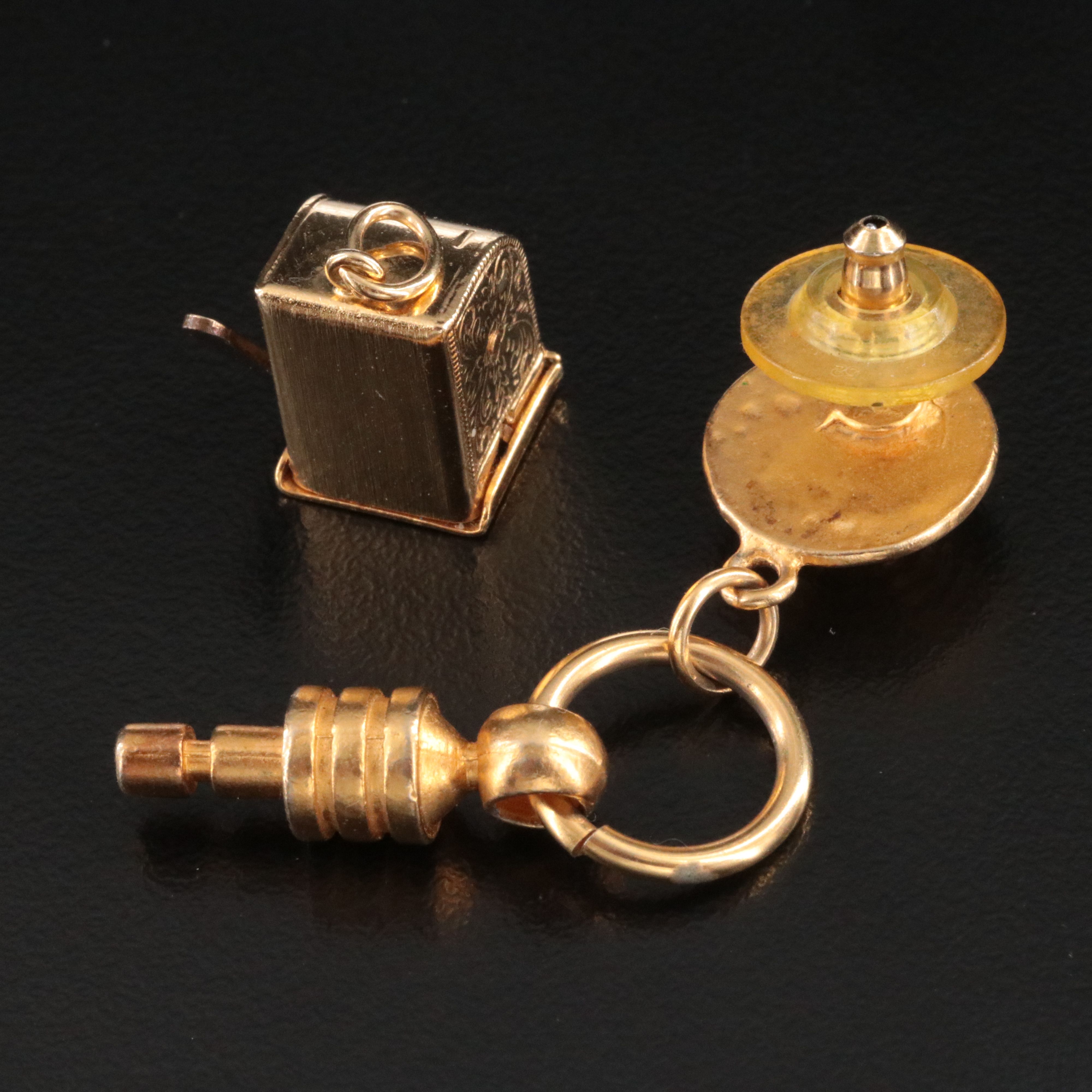 Gold-Filled Articulated Slot Machine Pendant with Single Earring