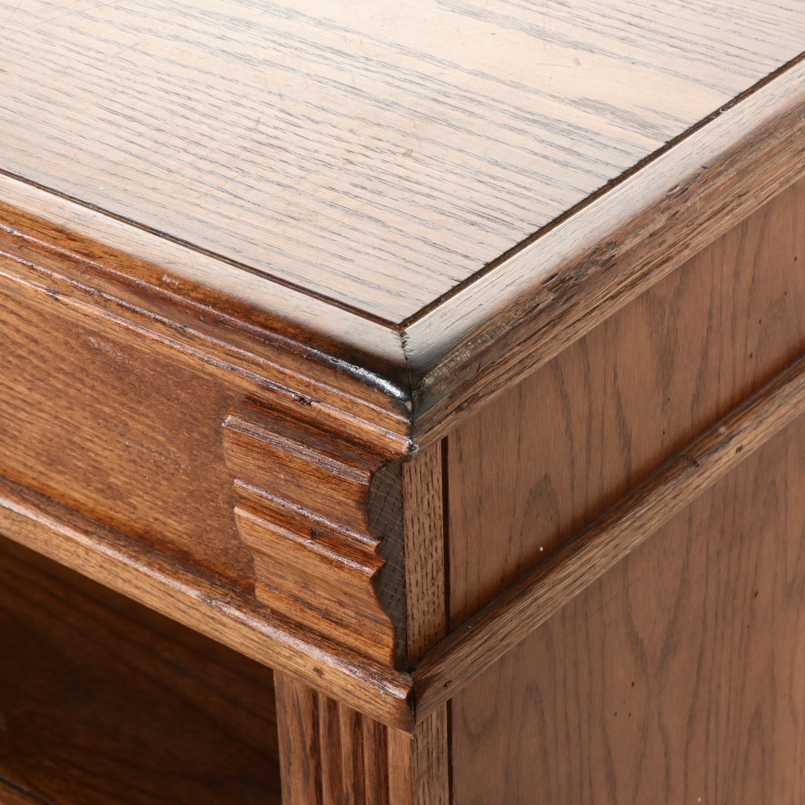 NICOAK Neoclassical Style Oak Veneer Low Bookcase