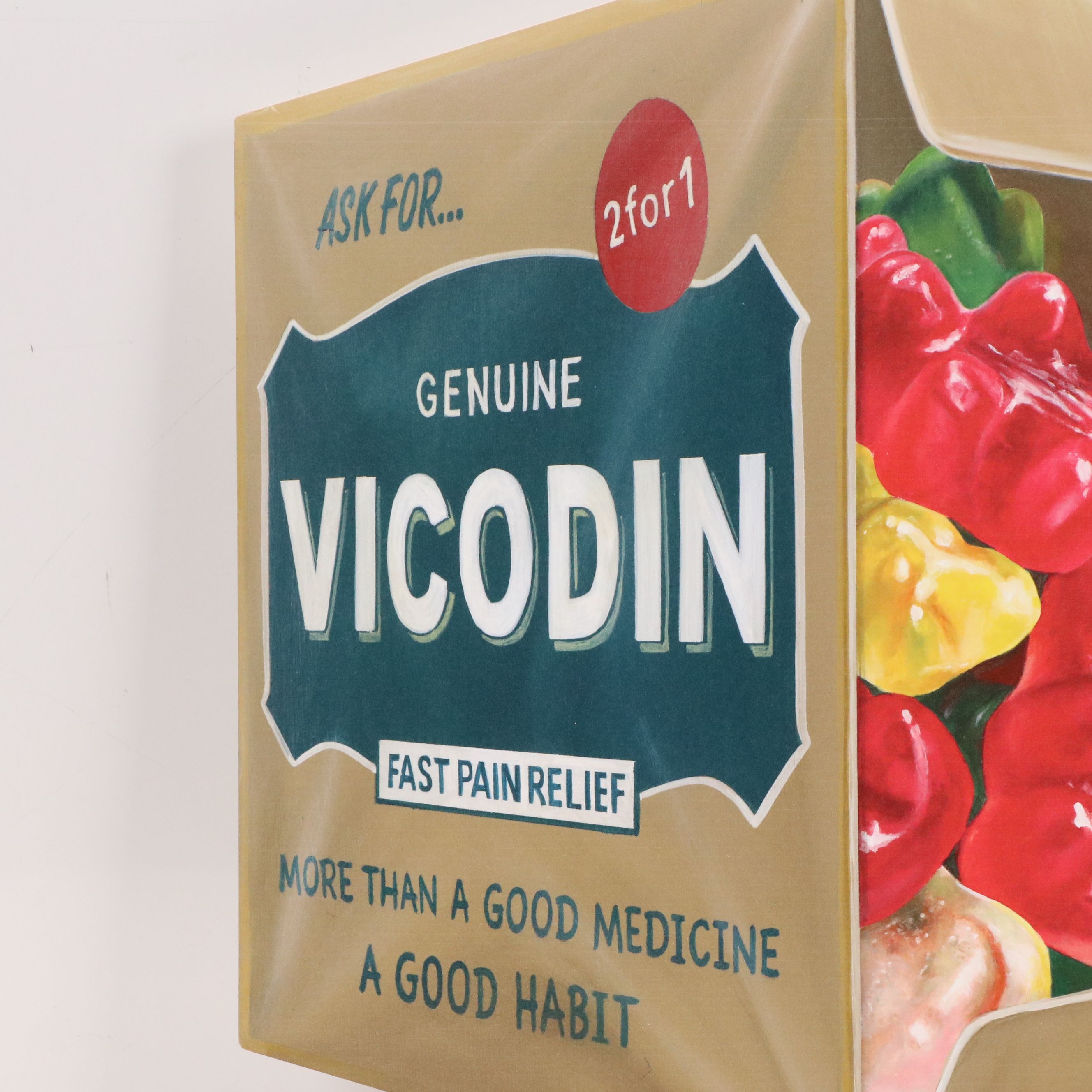 Leon Keer Die-Cut Giclée of Vicodin Box and Gummy Bears