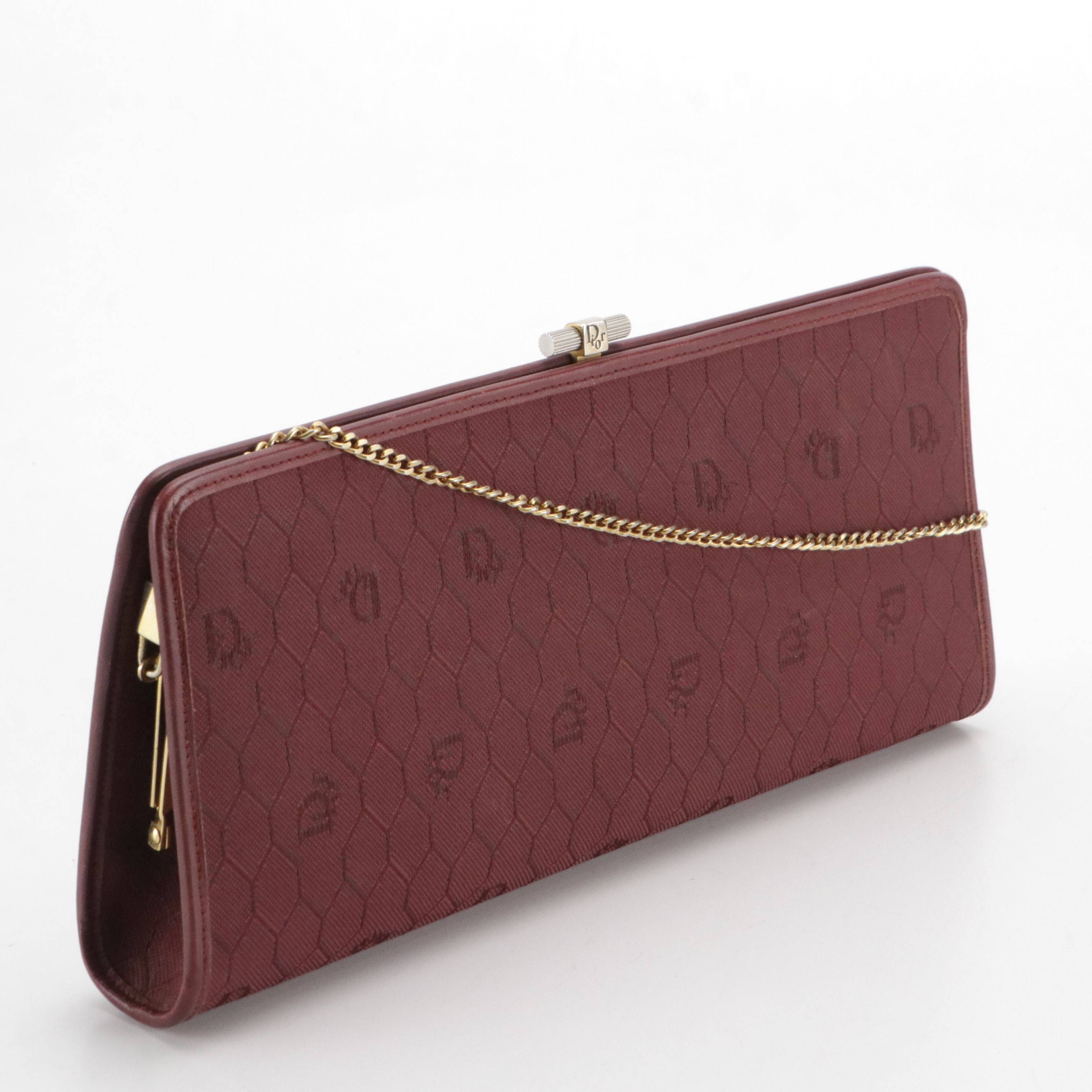 Christian Dior Convertible Clutch Purse in Logo Honeycomb Jacquard Canvas