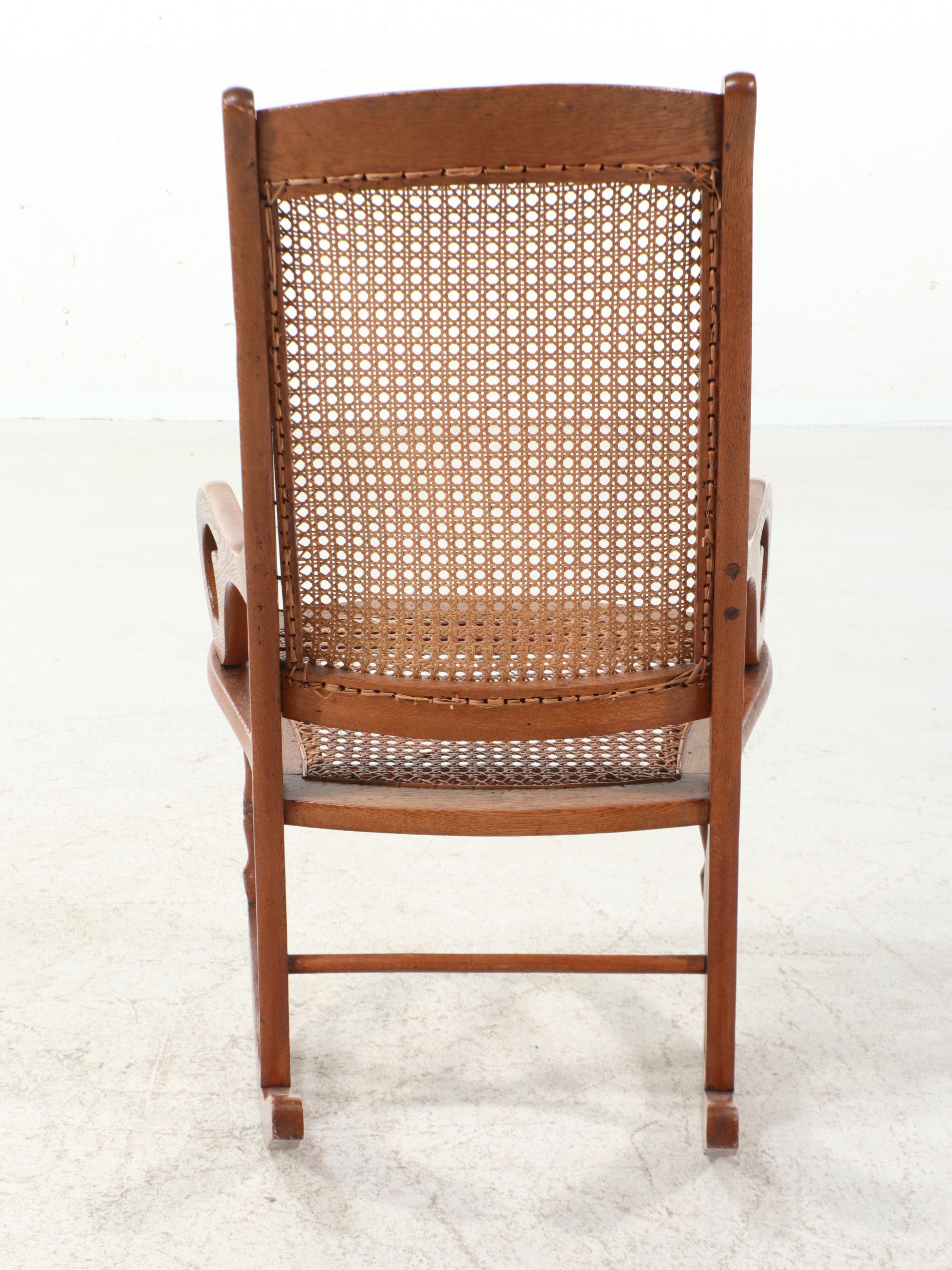 Victorian Style Oak and Caned Sewing Rocker, Early 20th Century