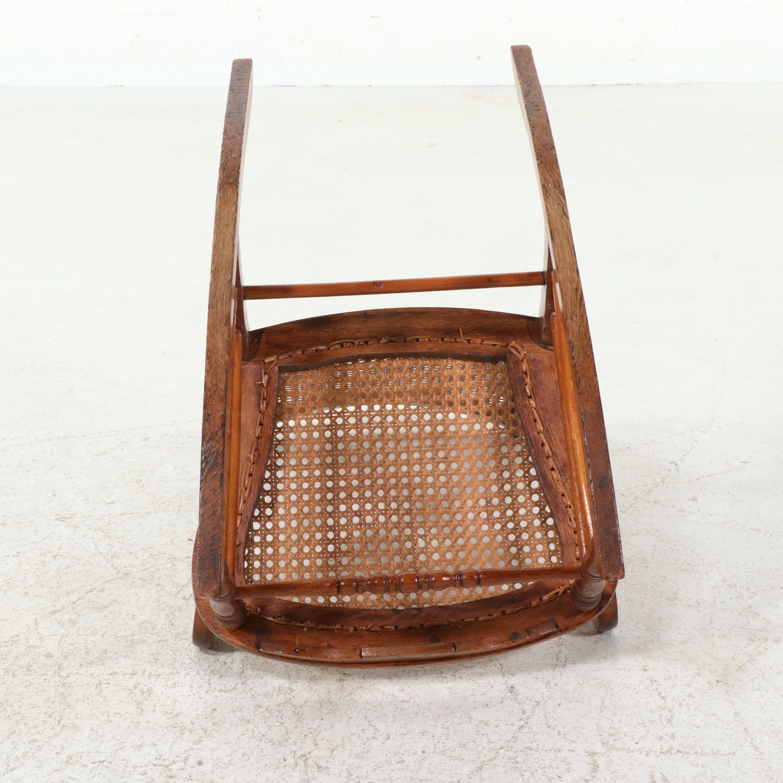 Victorian Style Oak and Caned Sewing Rocker, Early 20th Century
