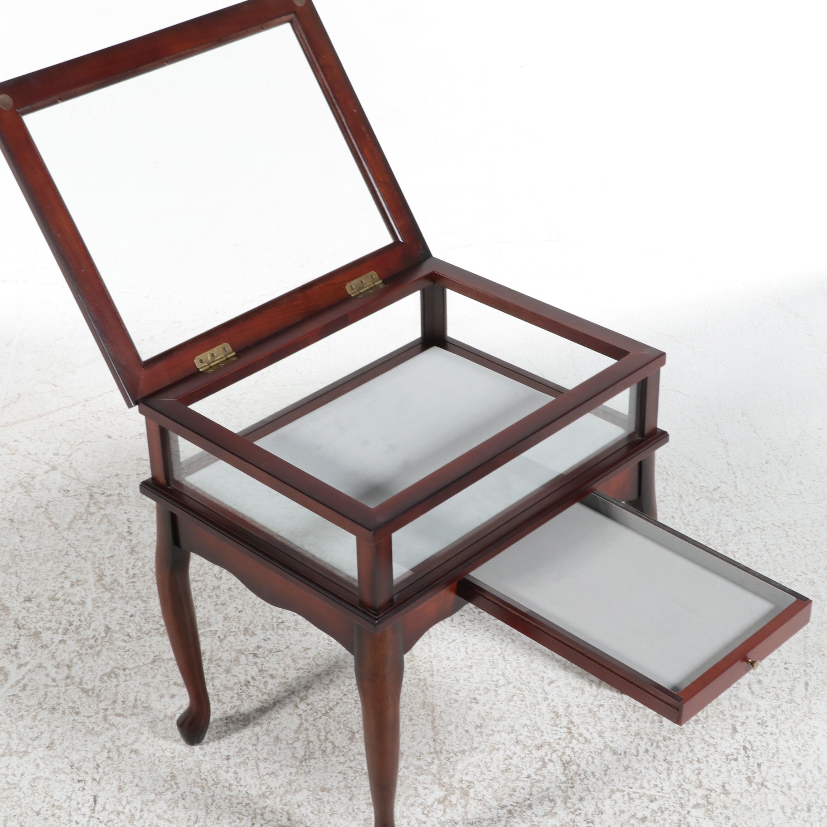 The Bombay Company Queen Anne Style Mahogany-Finish Curio Display Table