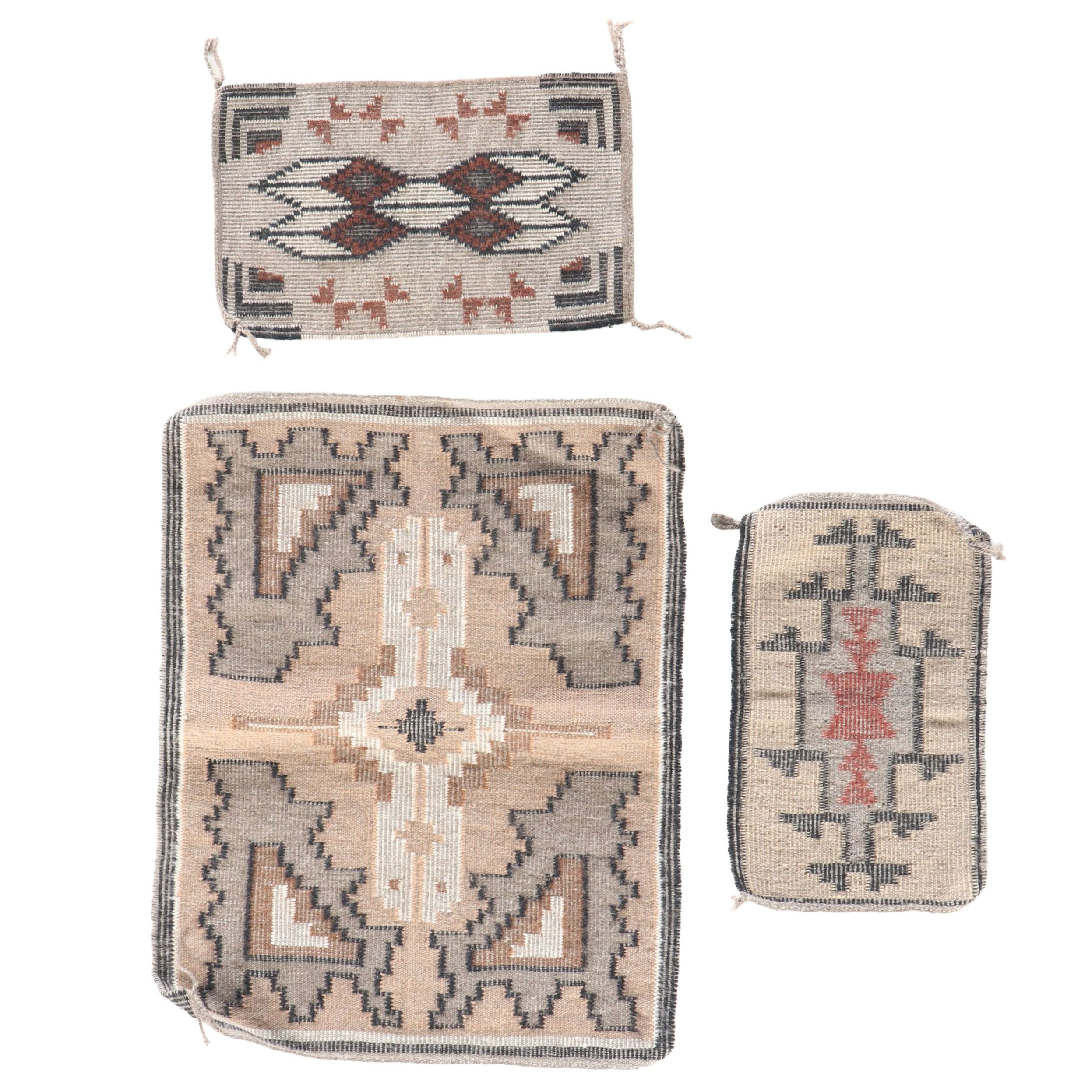 1'8 x 2'2 Handwoven Navajo Modern Style Accent Rug with Other Textiles