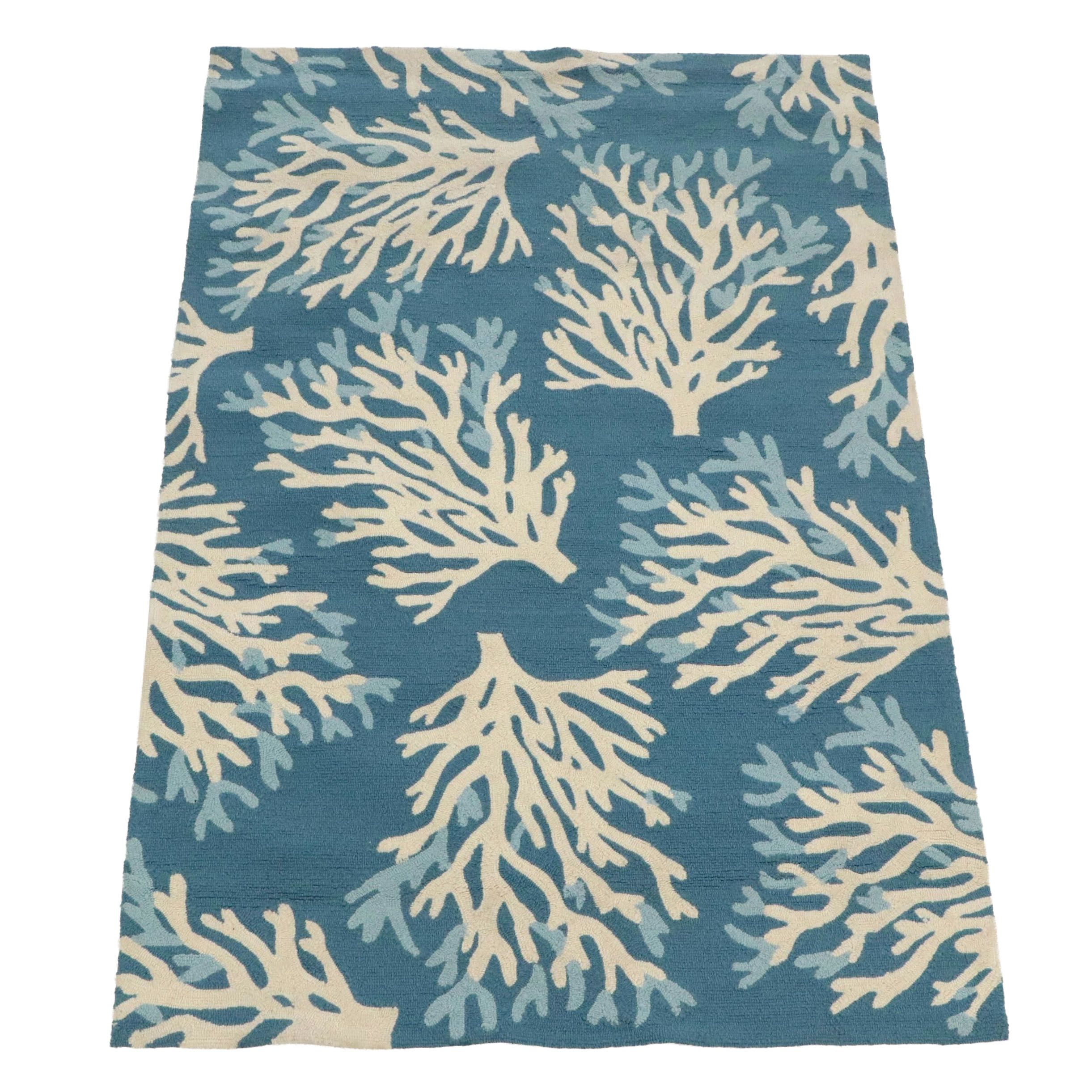 4'11 x 7'6 Machine Made Contemporary Coastal Branch Coral Area Rug