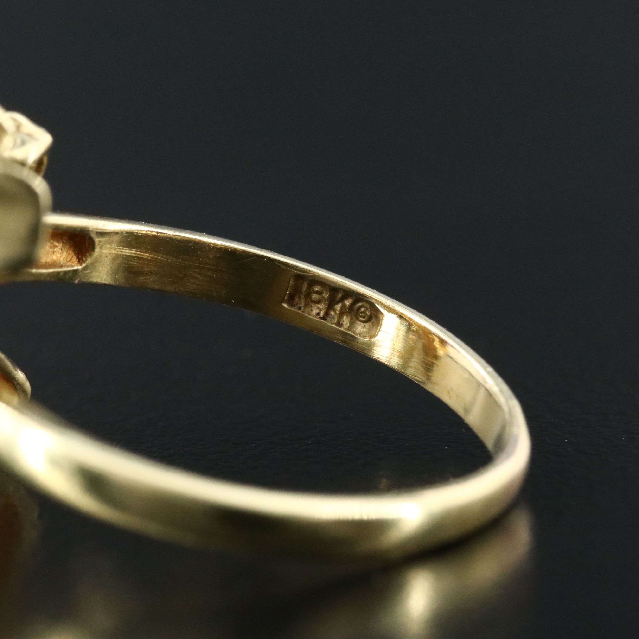 Vintage 18K Diamond and Ruby Bypass Ring