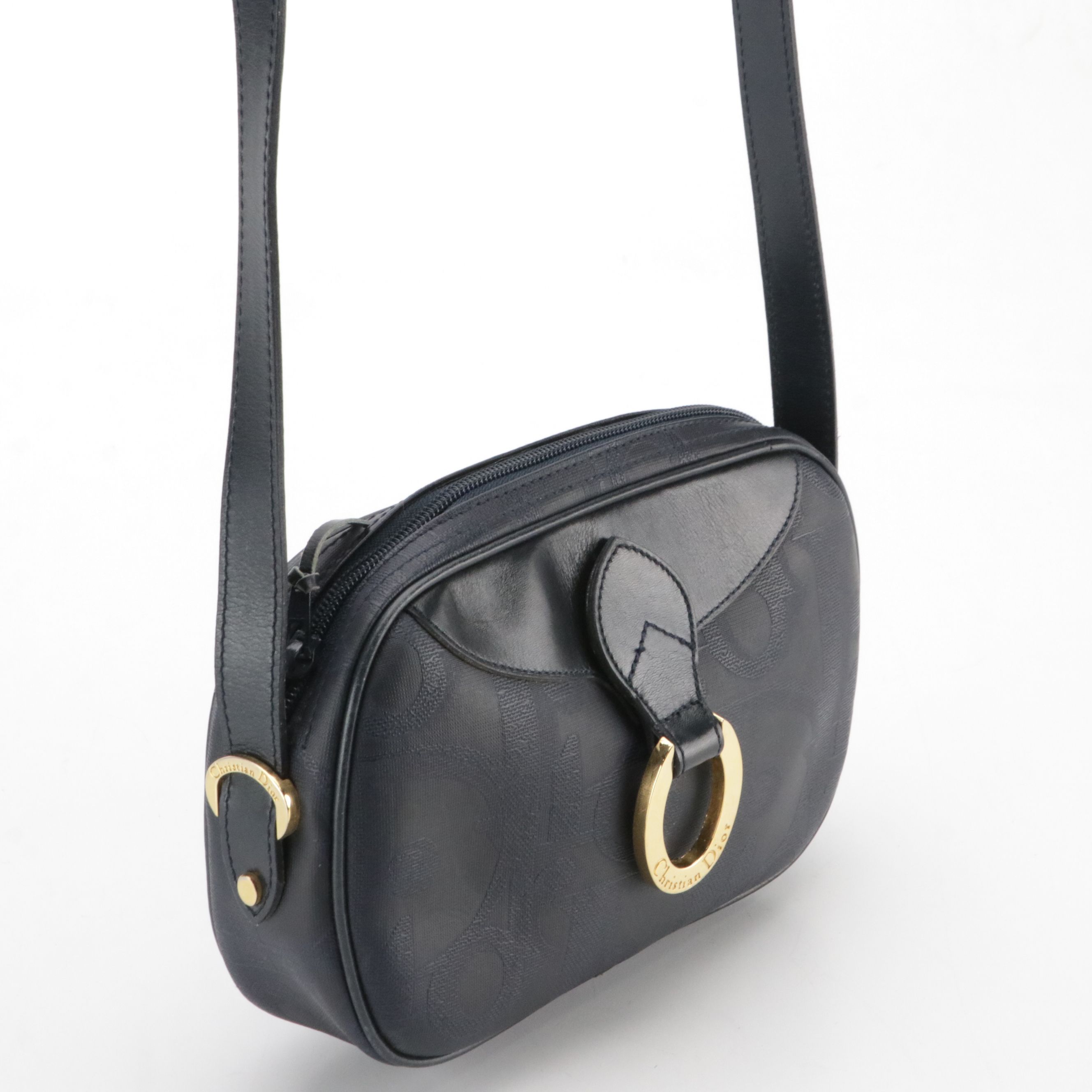 Christian Dior Crossbody Bag in Navy Trotter Monogrammed Coated Canvas