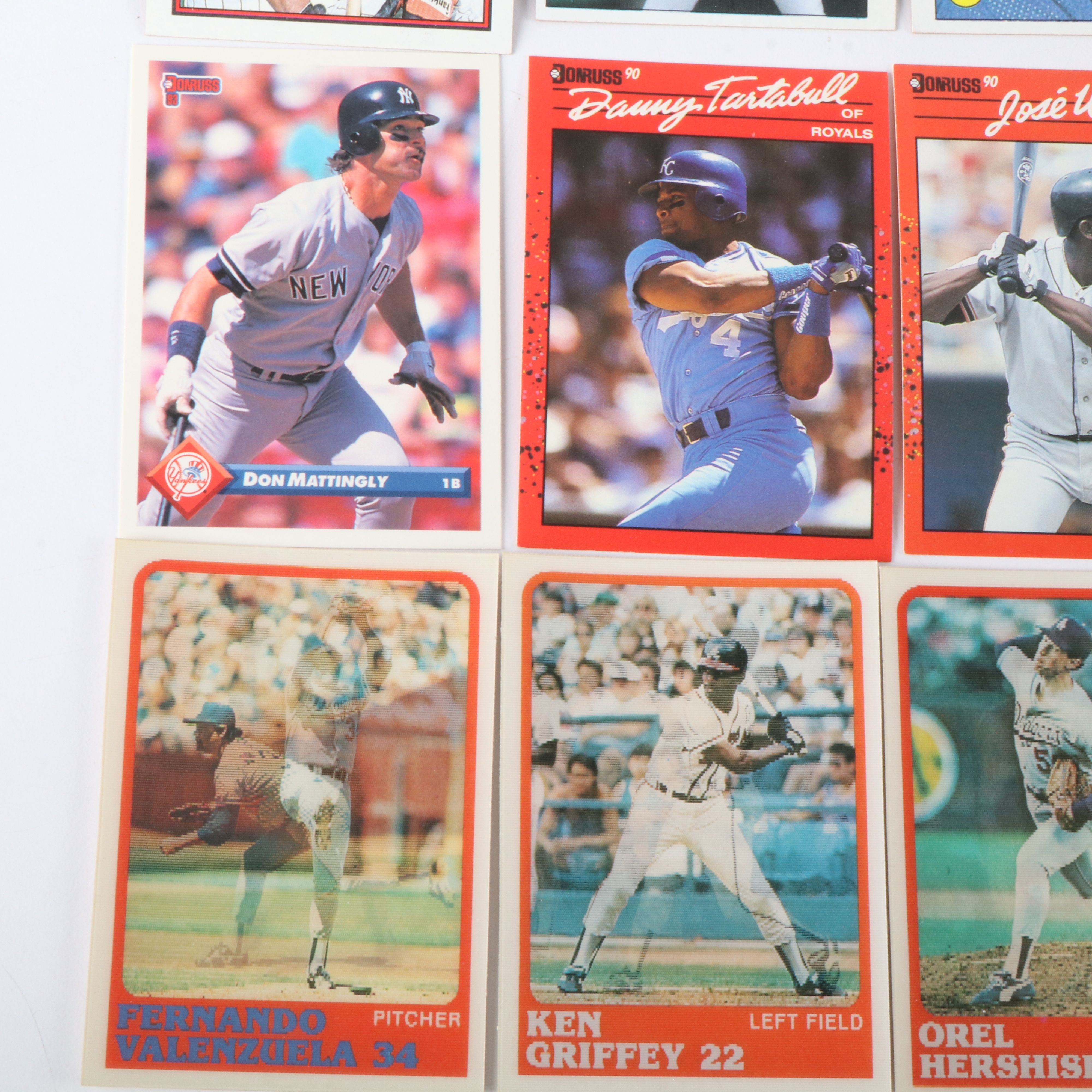 Donruss with Other Baseball Cards Featuring Don Mattingly and Bo Jackson