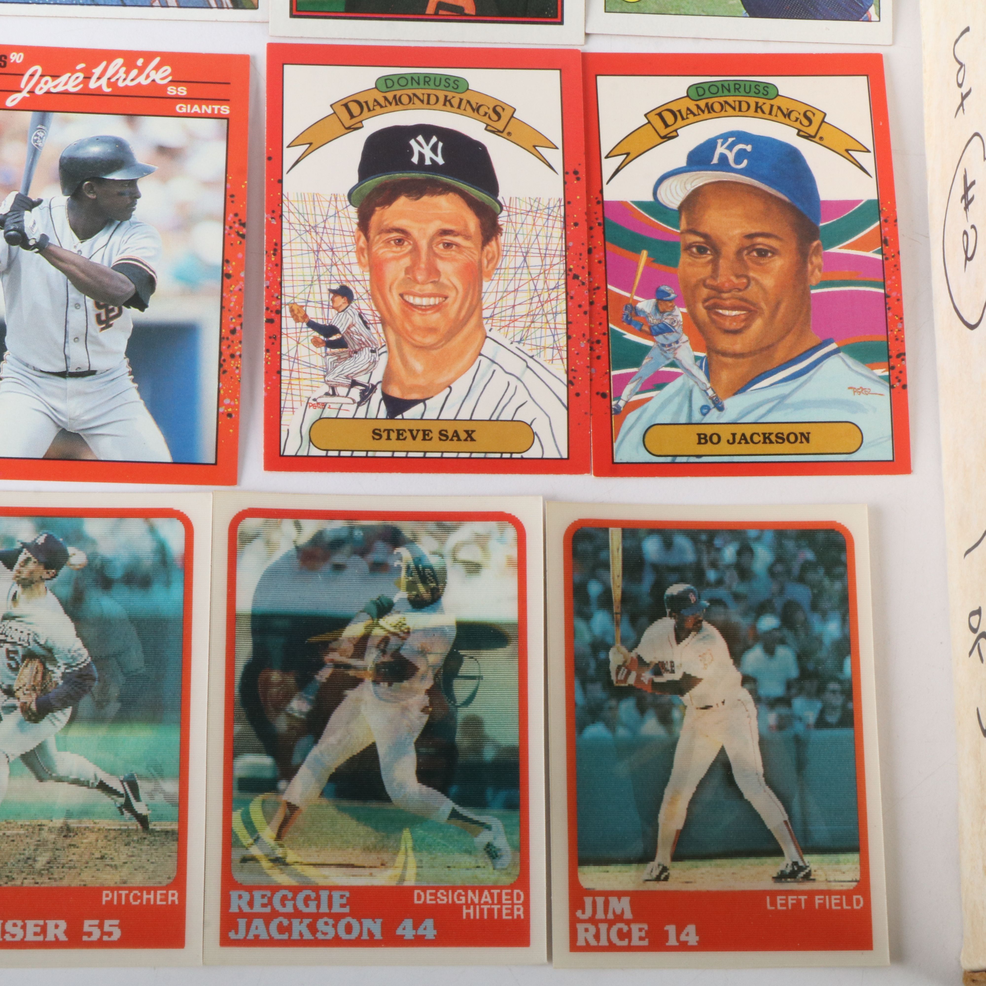 Donruss with Other Baseball Cards Featuring Don Mattingly and Bo Jackson