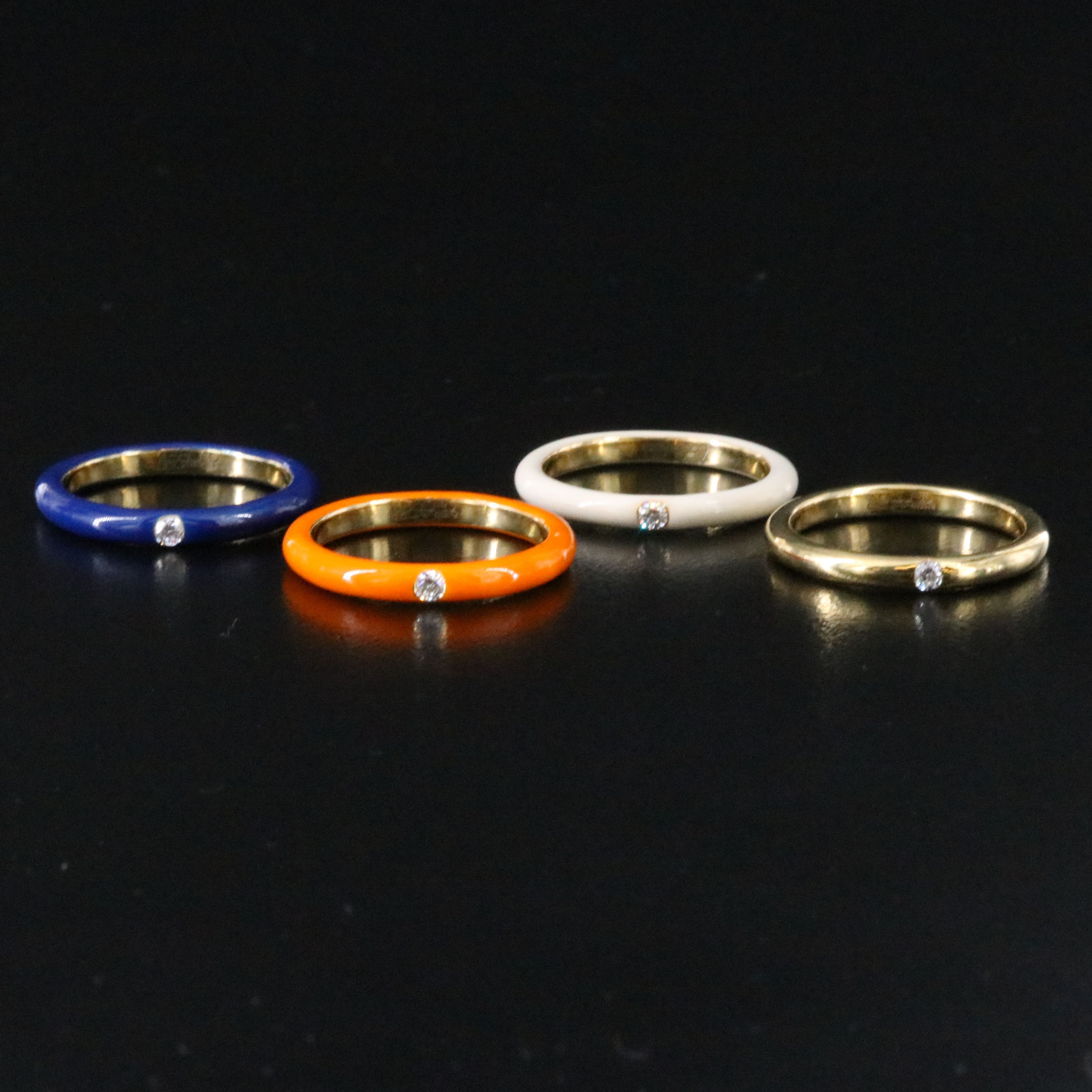 Adolfo Courrier 0.16 CTW Diamond and Enamel Stacker Rings