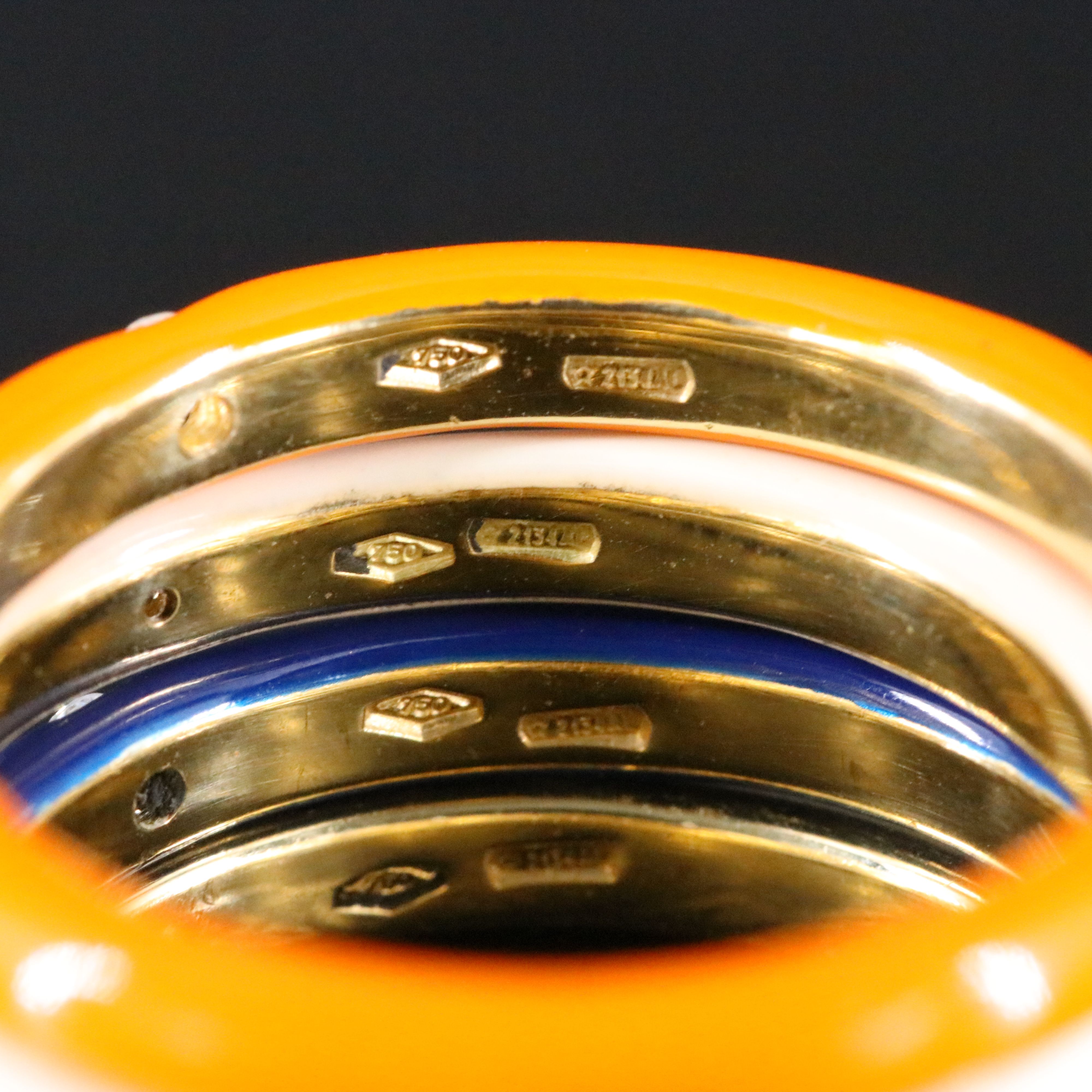 Adolfo Courrier 0.16 CTW Diamond and Enamel Stacker Rings