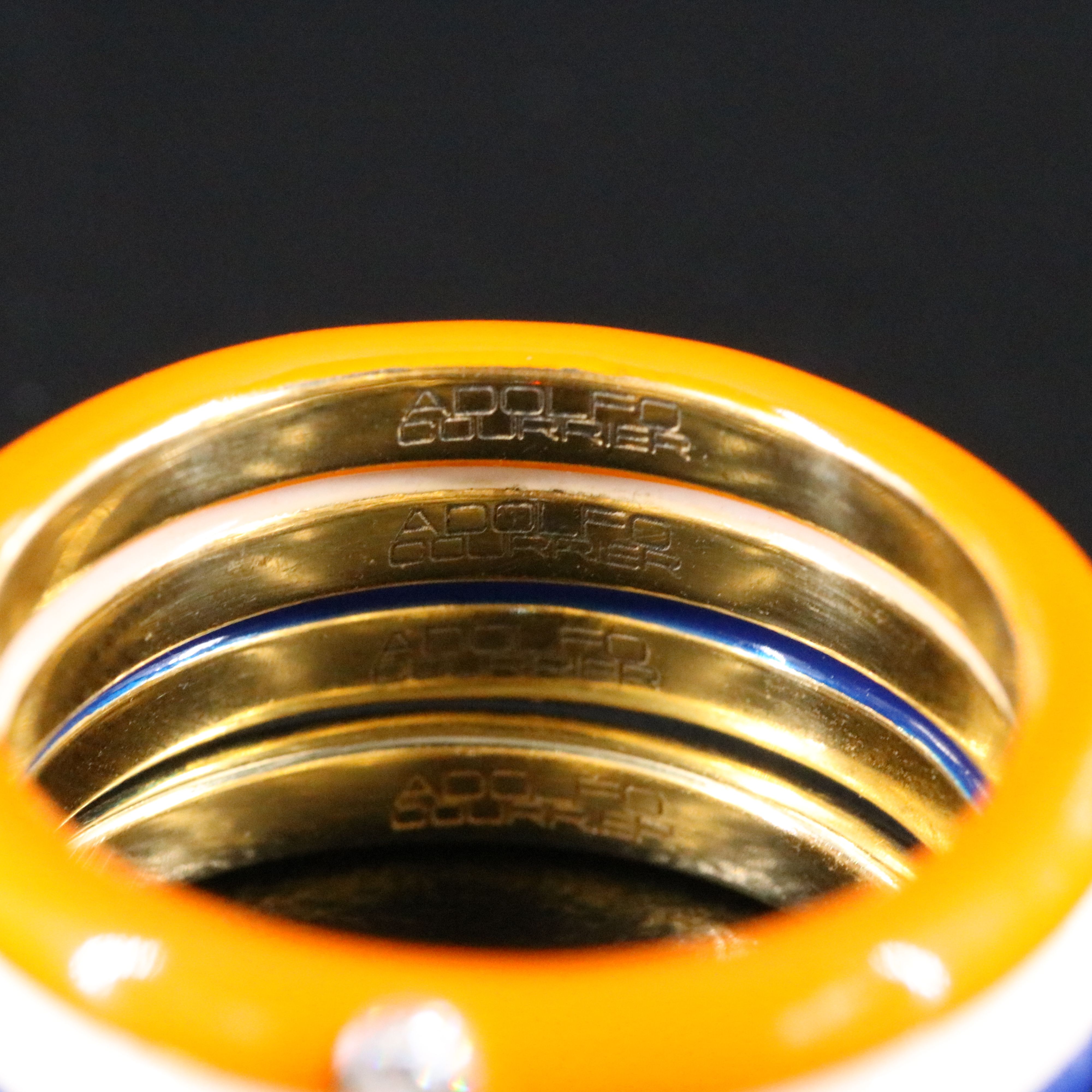 Adolfo Courrier 0.16 CTW Diamond and Enamel Stacker Rings