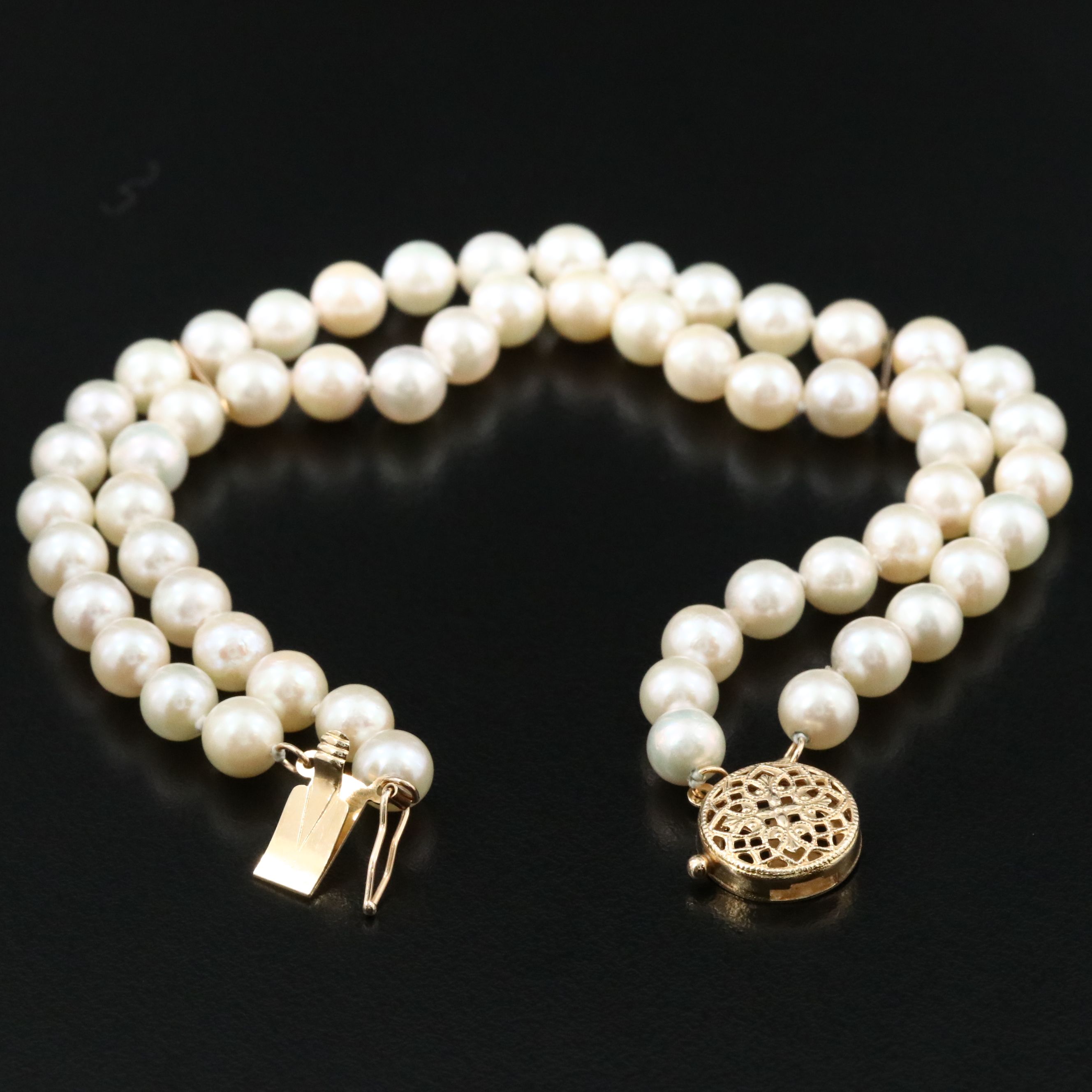 14K Pearl Double Strand Bracelet