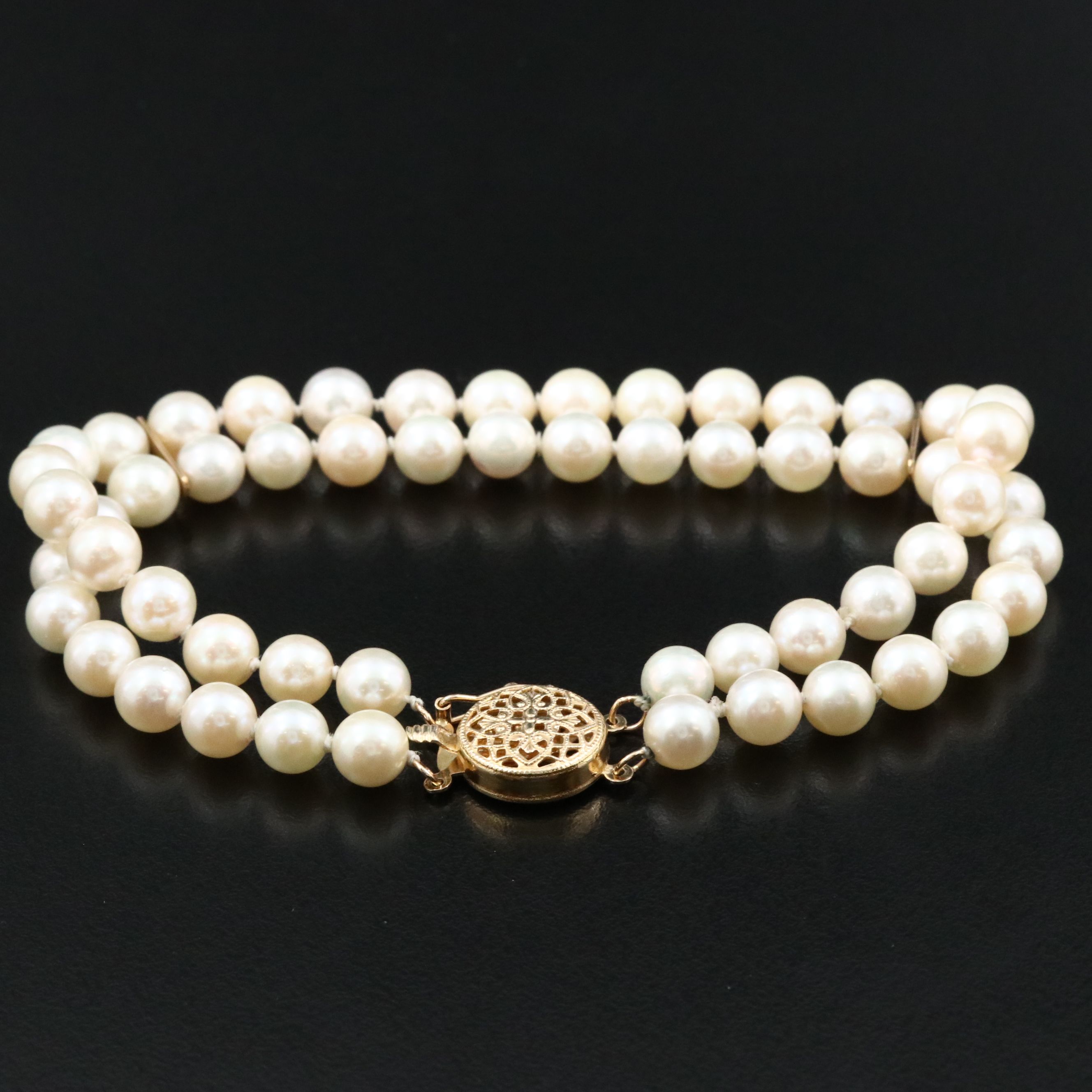14K Pearl Double Strand Bracelet