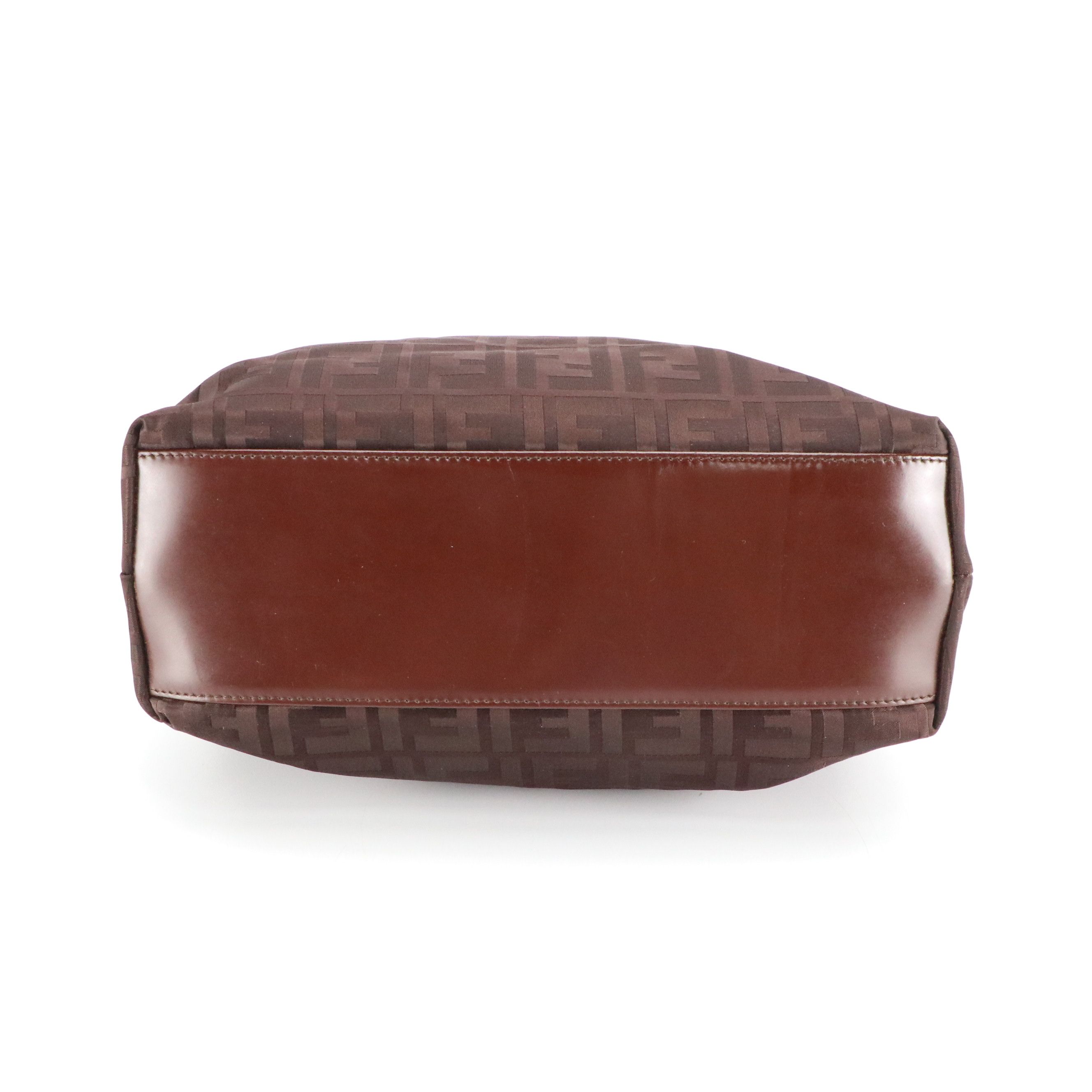 Fendi Small Top Handle Satchel in Brown FF Satin Jacquard and Leather