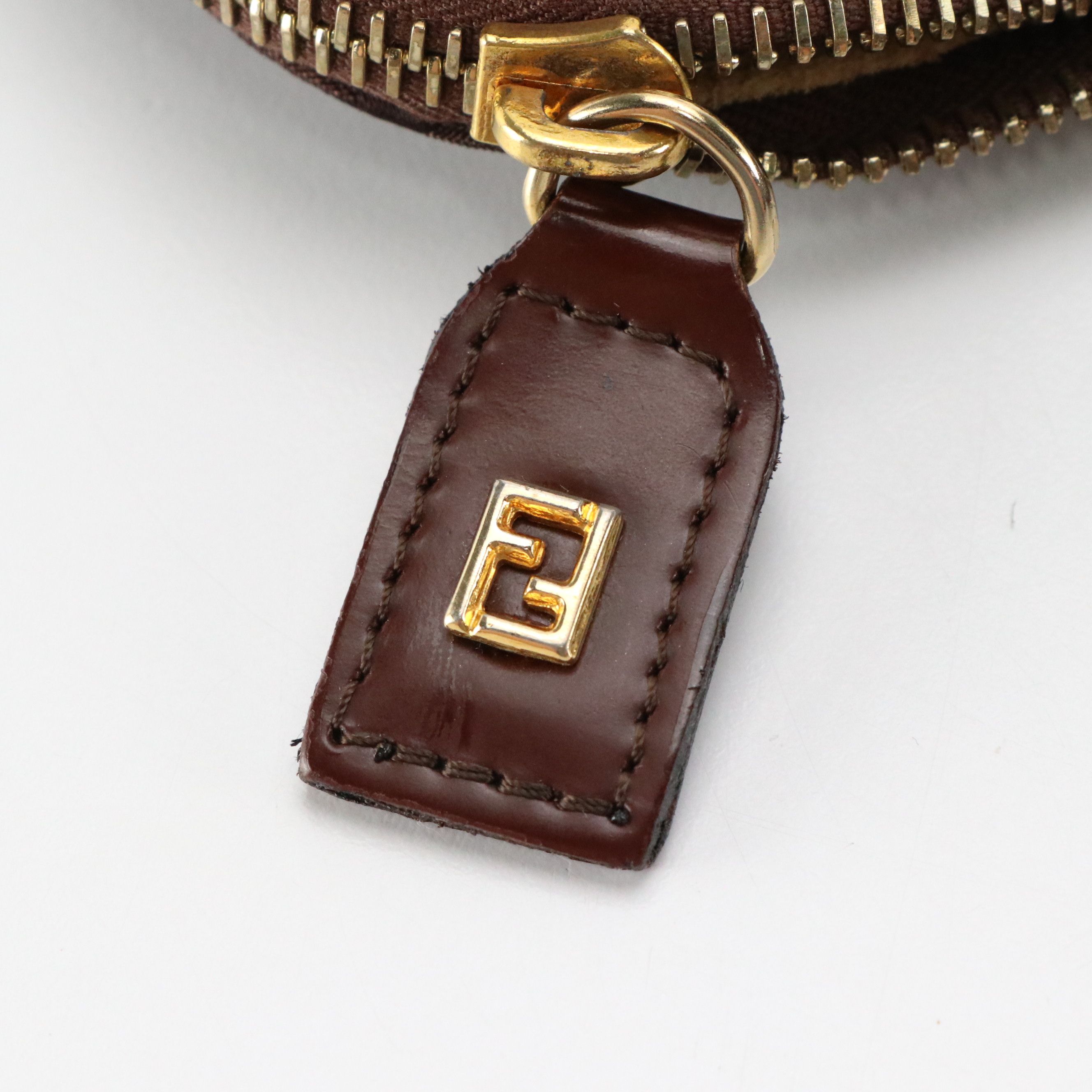 Fendi Small Top Handle Satchel in Brown FF Satin Jacquard and Leather