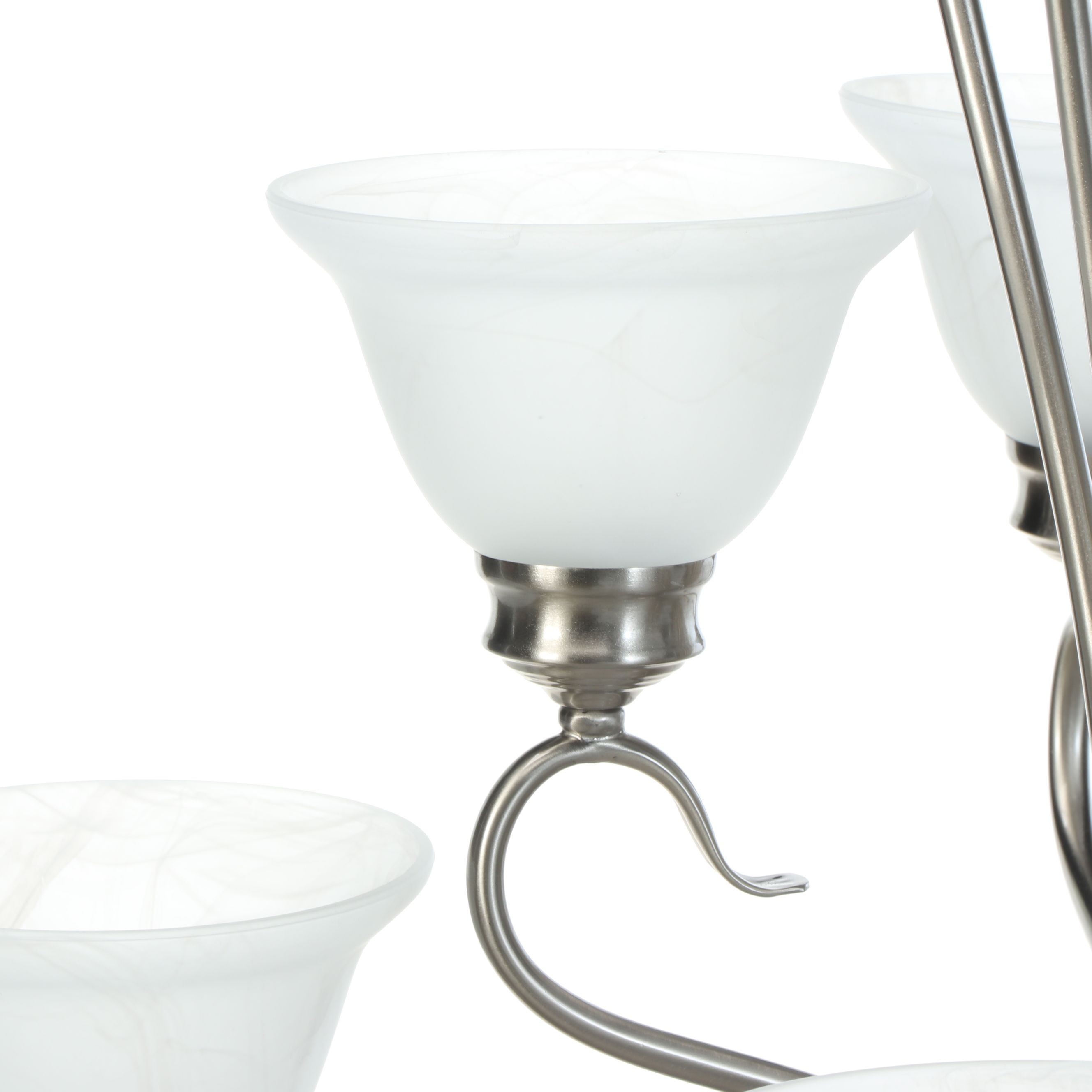 Brushed Nickel and Satin Glass Triple Tier Chandelier, 21st Century