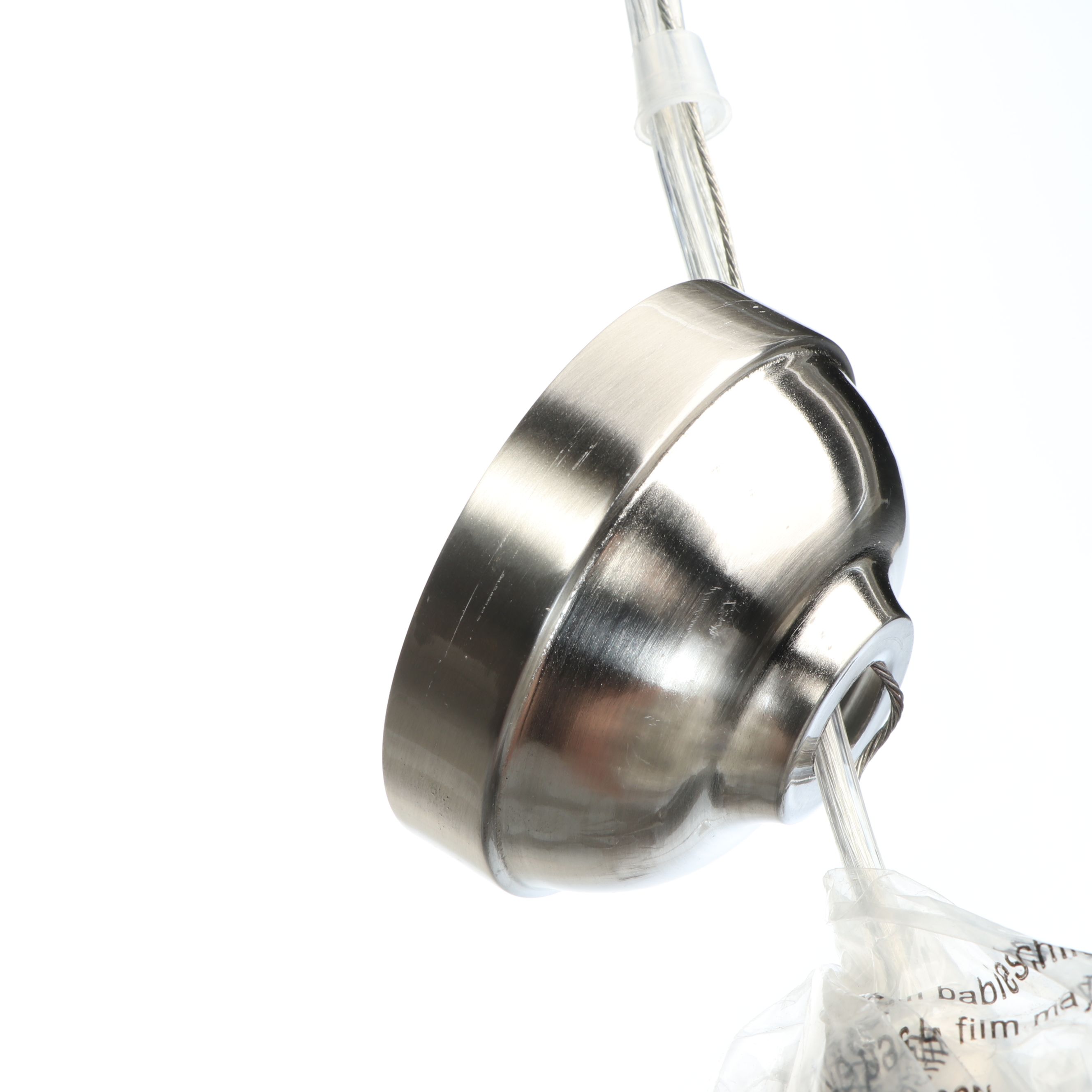 Brushed Nickel and Satin Glass Triple Tier Chandelier, 21st Century