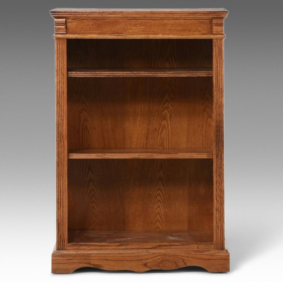 NICOAK Neoclassical Style Oak Veneer Low Bookcase